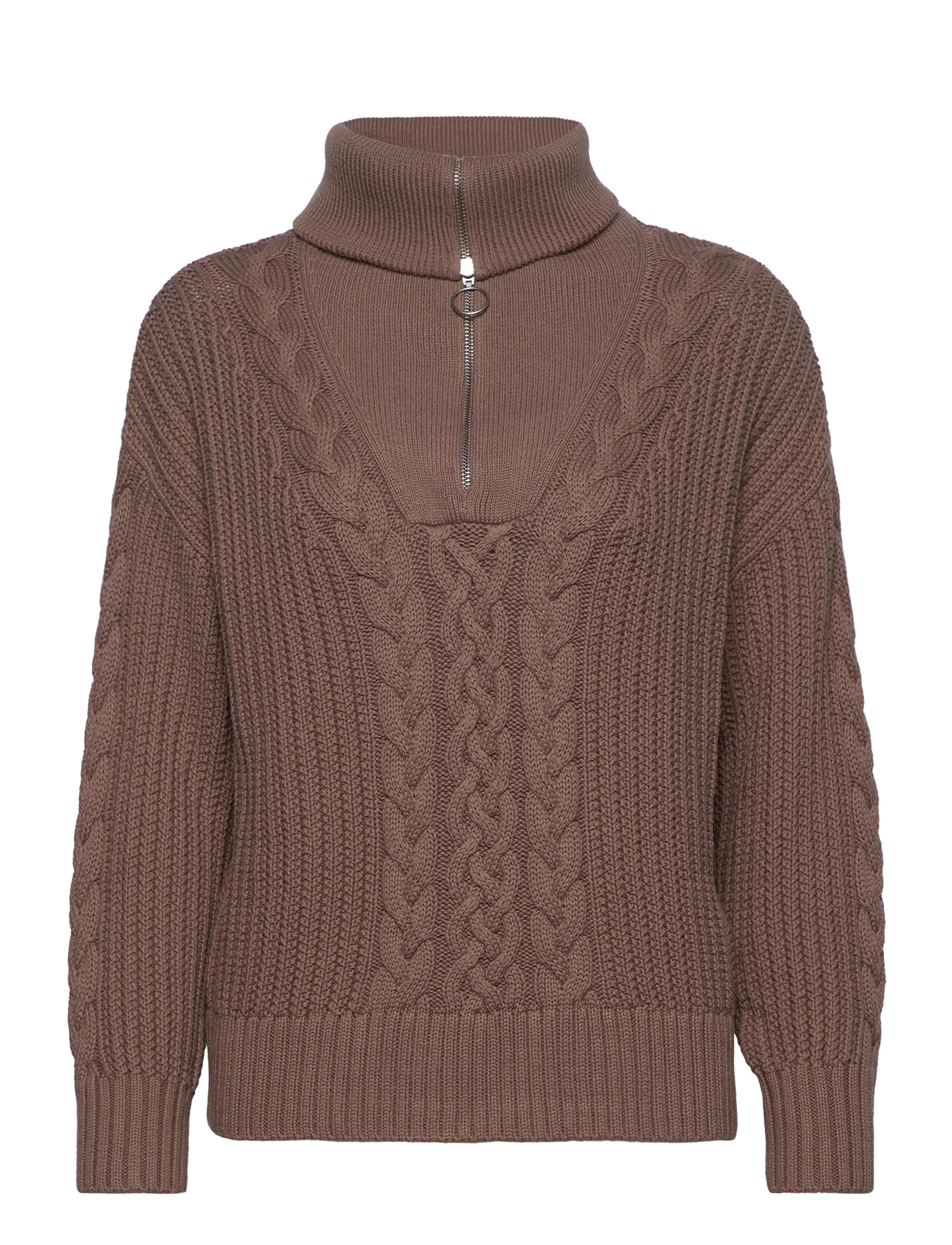 GANT - D2. CABLE HALF ZIP SWEATER - mole brown - 2