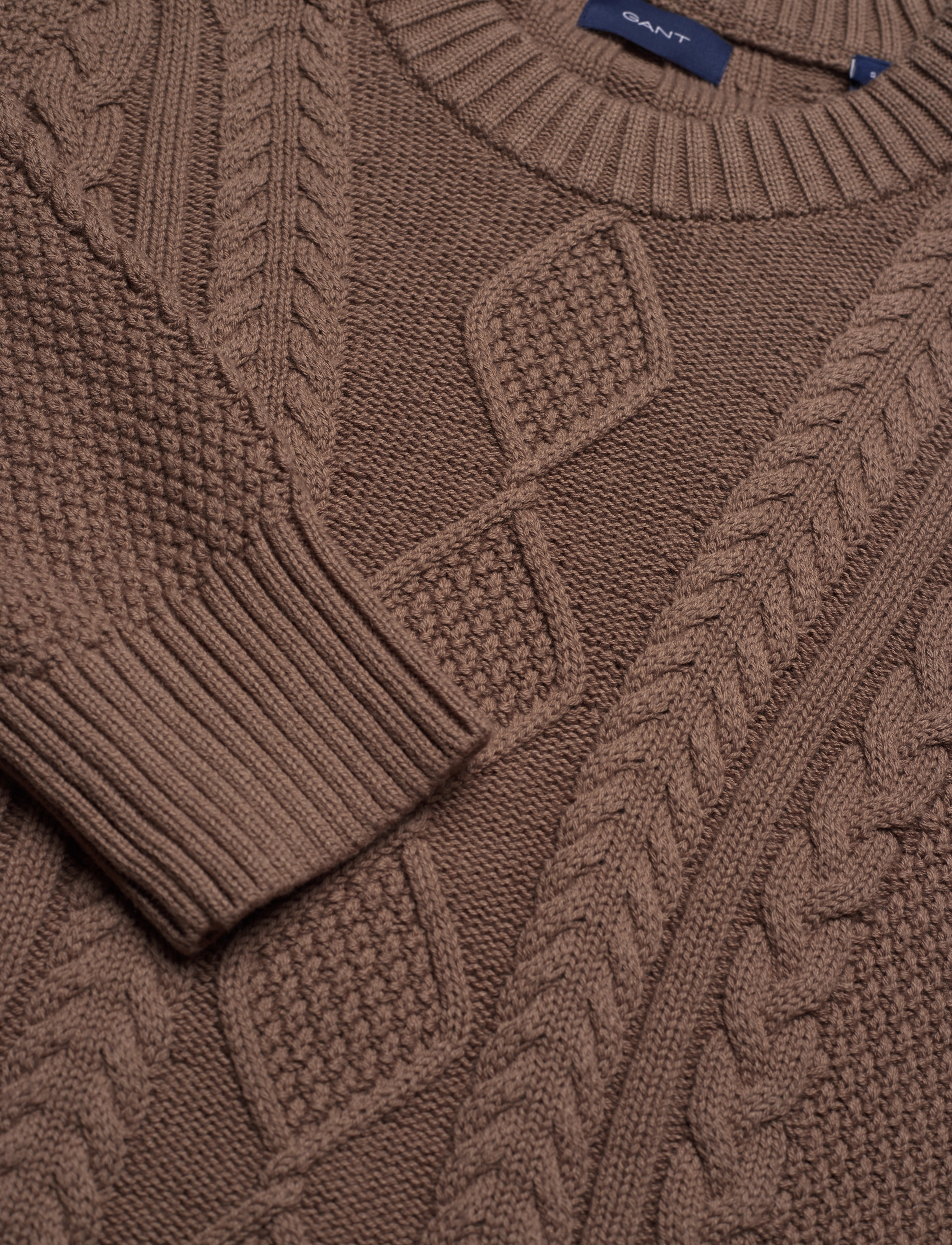 GANT - D2. CABLE C-NECK - mole brown - 3