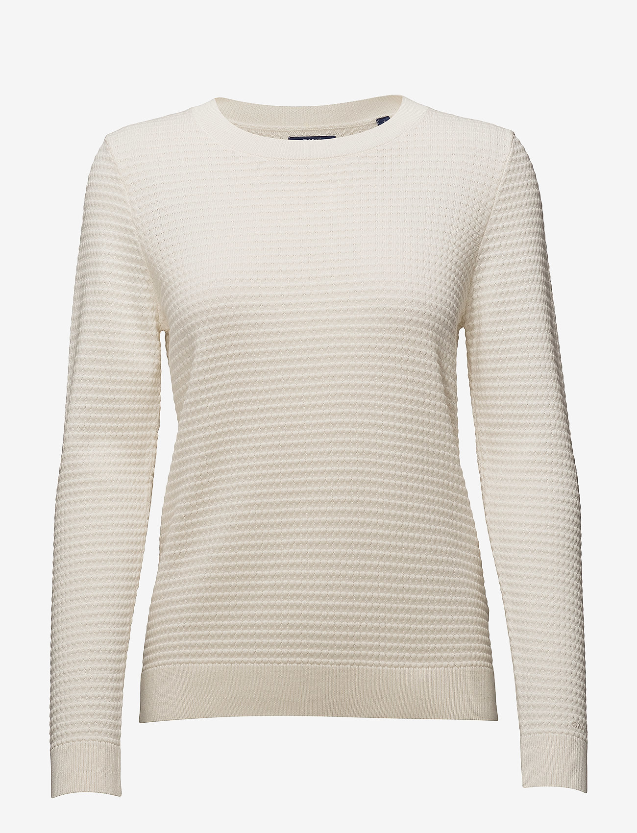 GANT - O1. PIQUE TEXTURED CREW - eggshell - 0