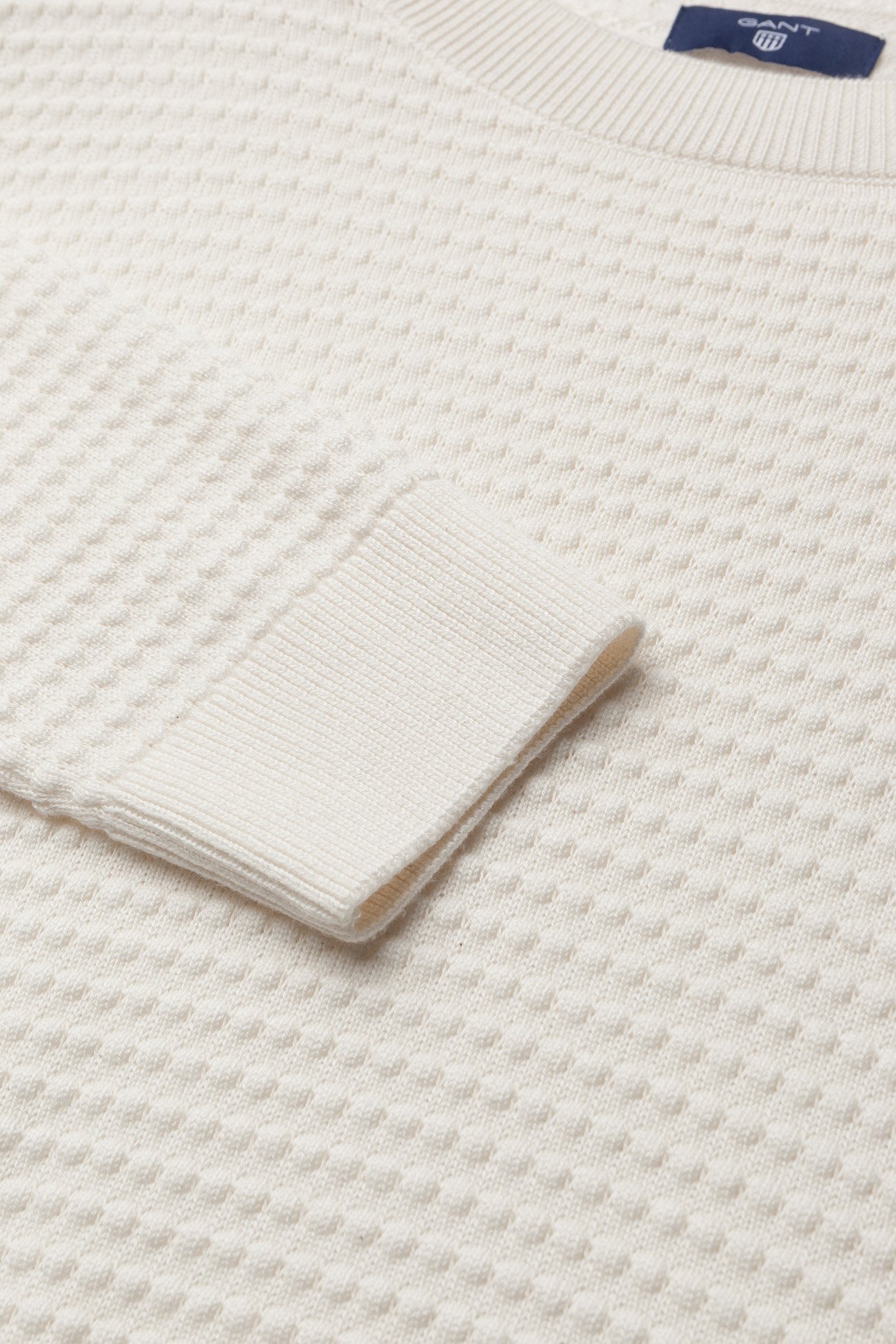 GANT - O1. PIQUE TEXTURED CREW - eggshell - 2