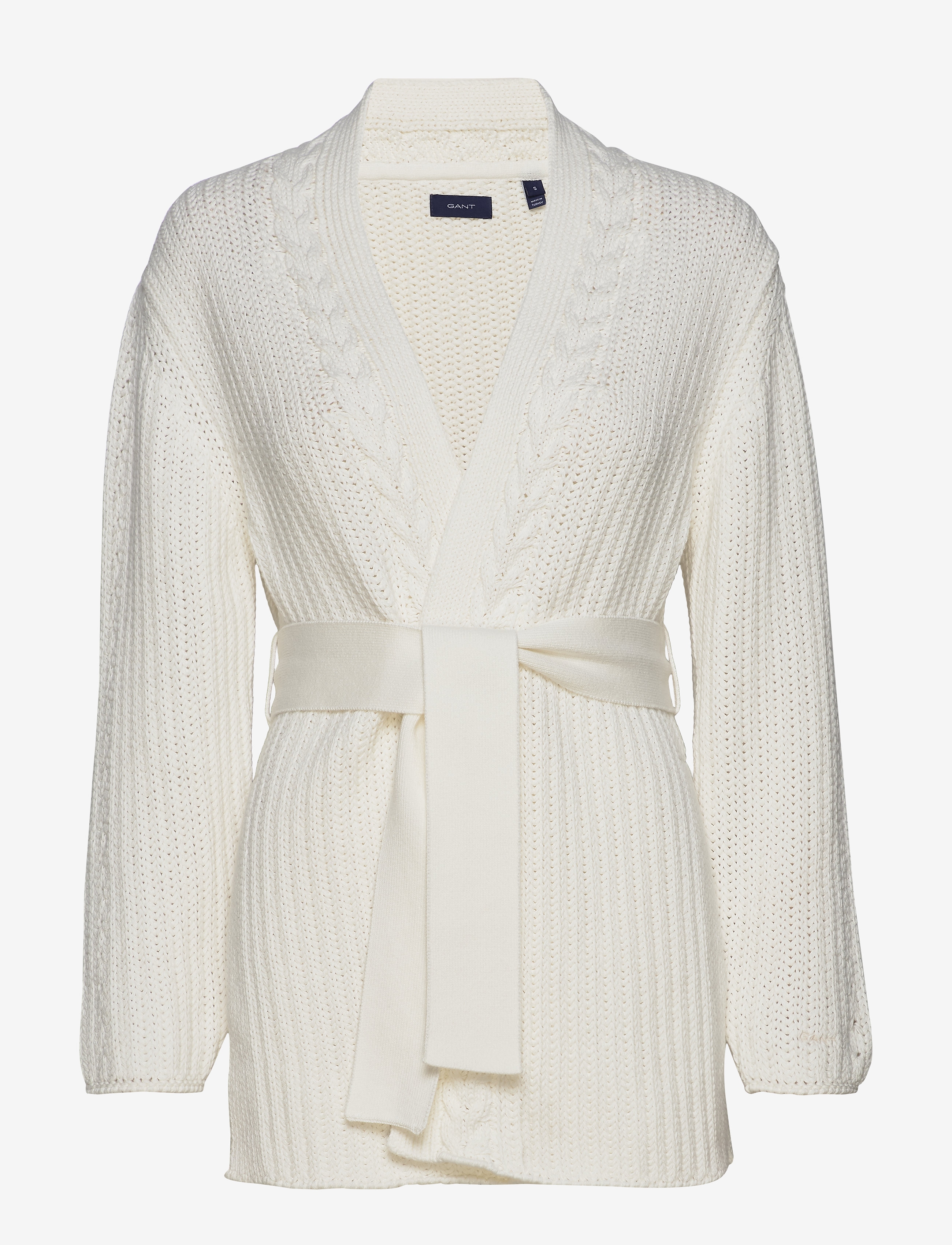 GANT - D1. RIBBED COTTON CARDIGAN - eggshell - 0