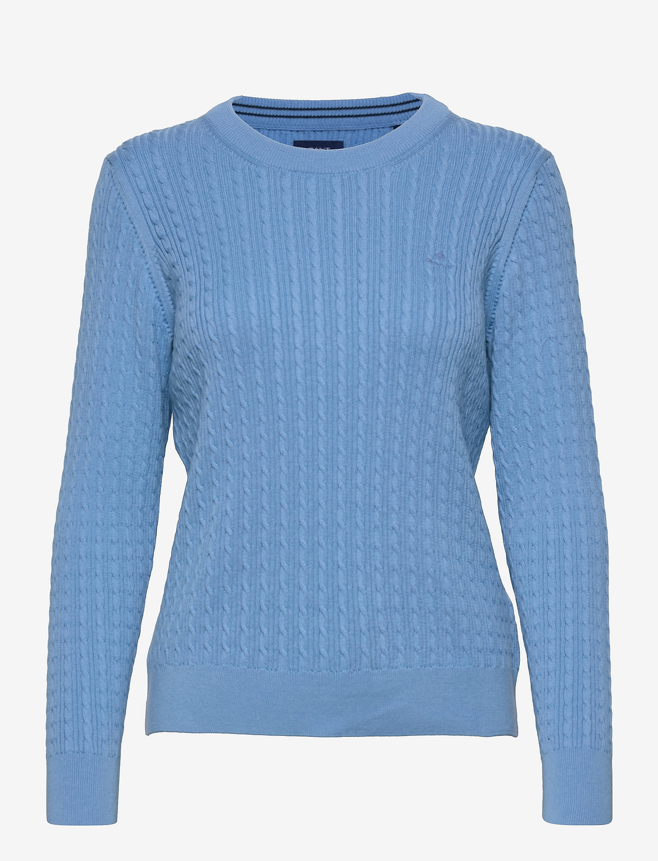 CABLE C NECK - AZURE BLUE