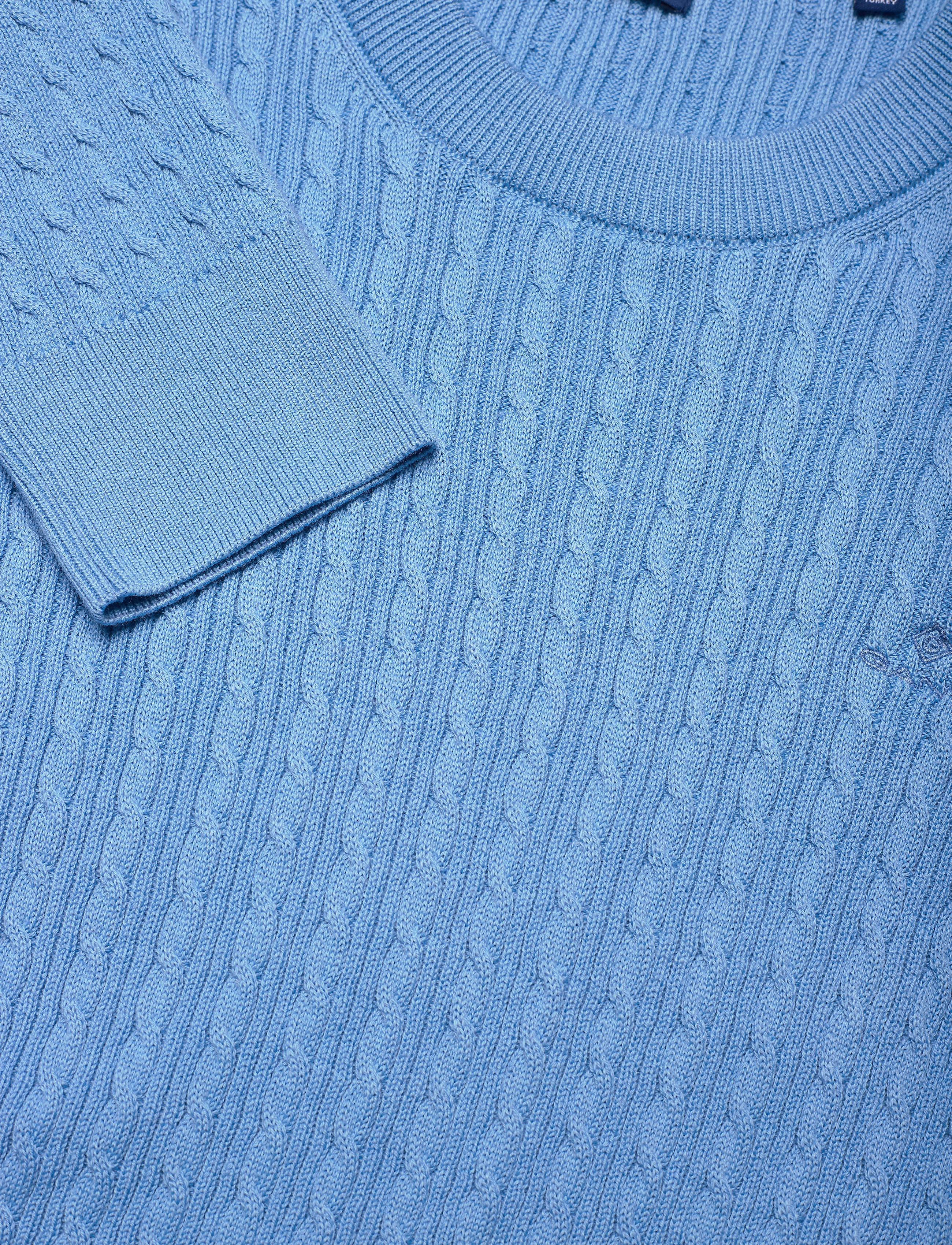GANT - CABLE C NECK - azure blue - 2