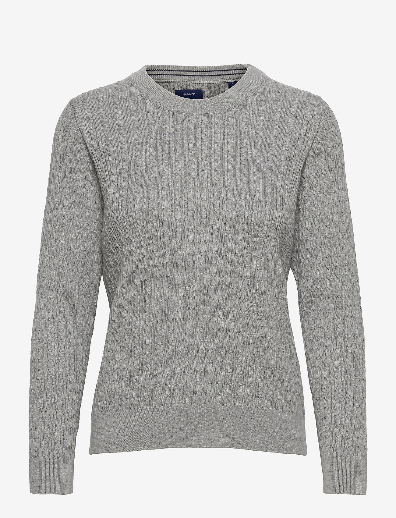 CABLE C NECK - GREY MELANGE