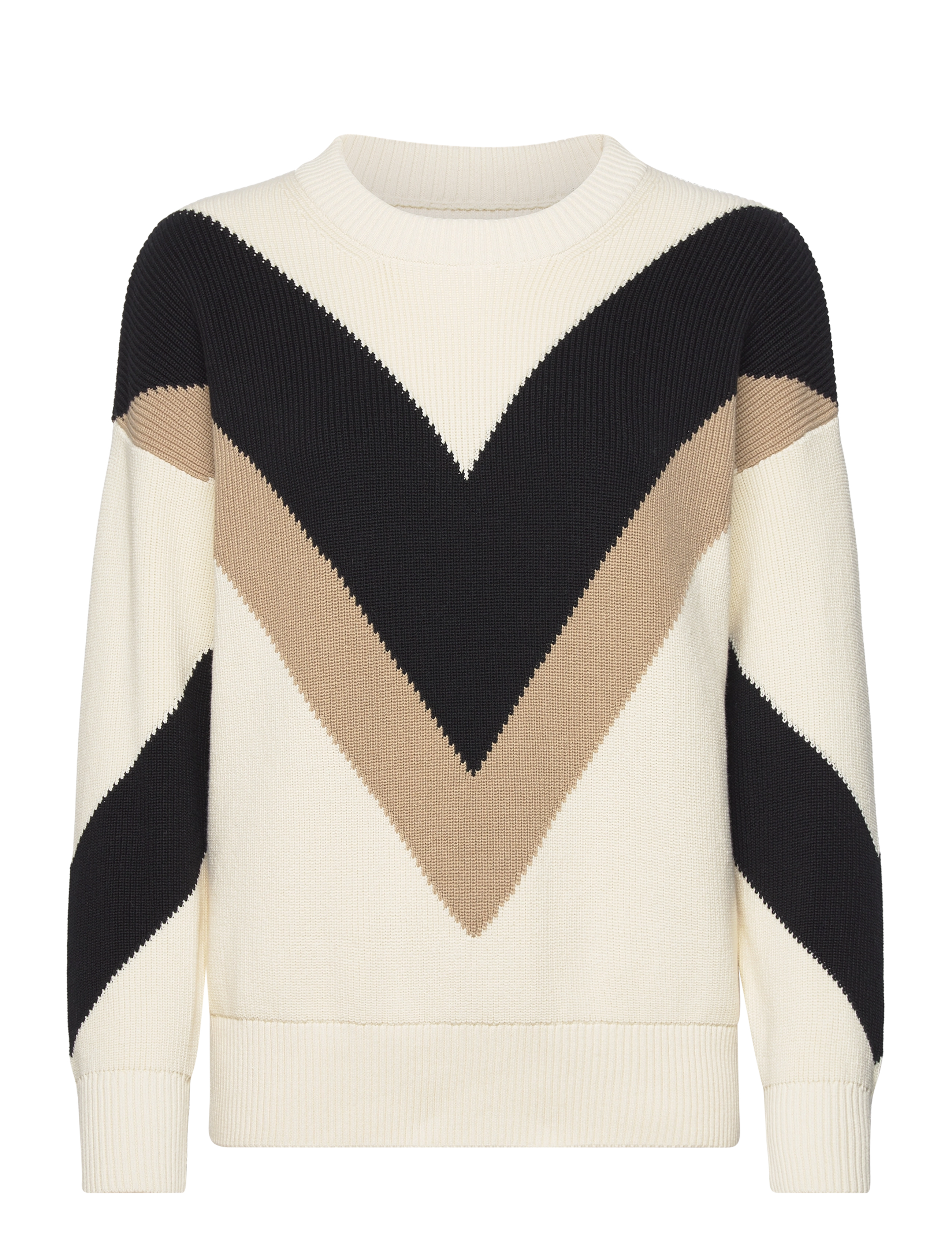 D1. COLOR BLOCK C-NECK - CREAM