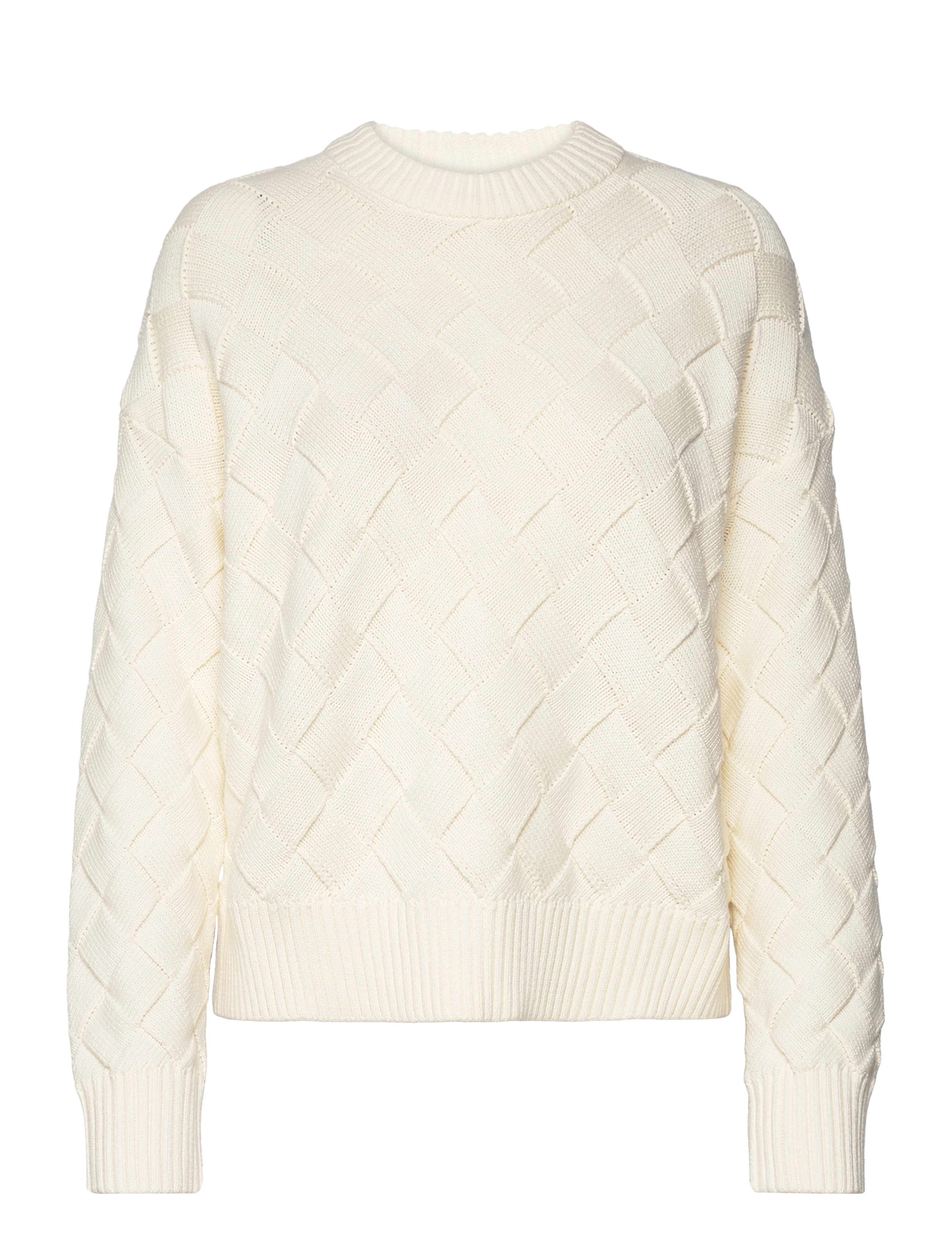 D2. WEAVE KNIT C-NECK - CREAM