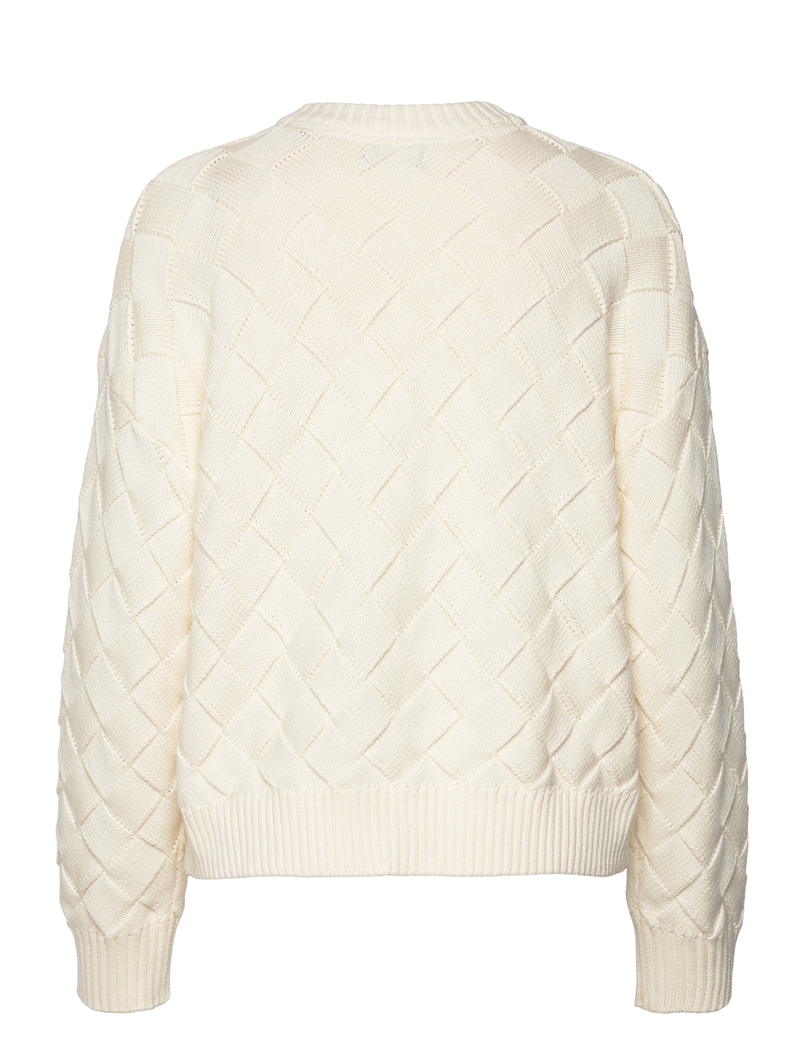GANT - D2. WEAVE KNIT C-NECK - cream - 1