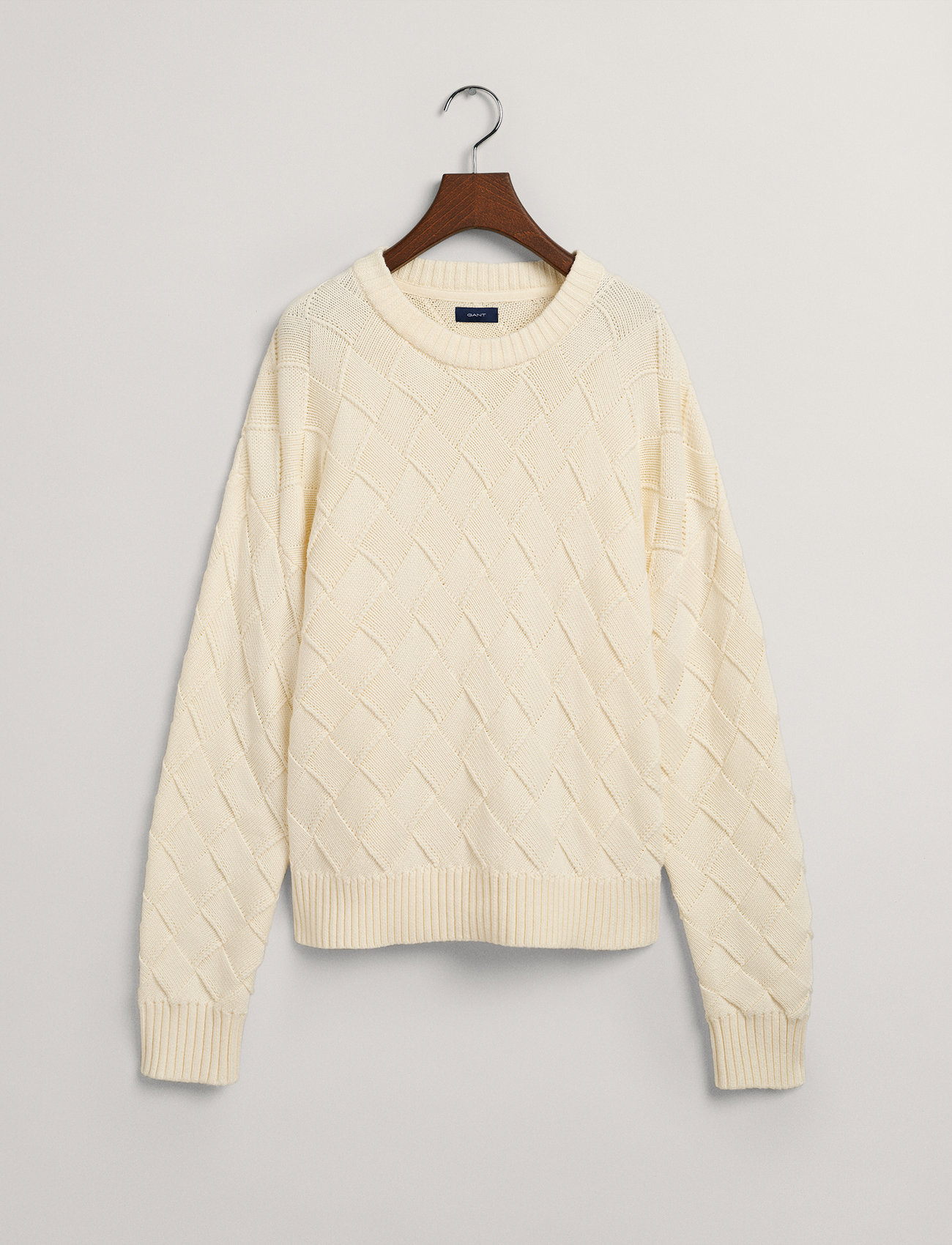 GANT - D2. WEAVE KNIT C-NECK - cream - 3