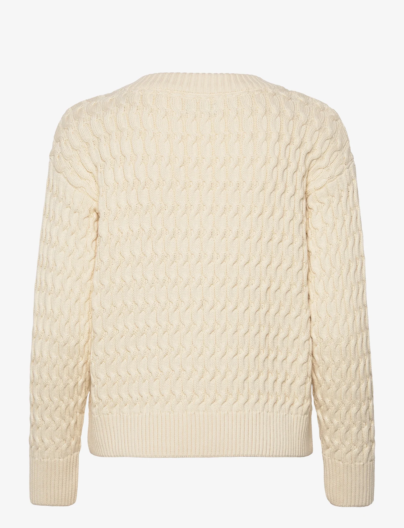 GANT - COTTON TEXTURE V-NECK - sweaters - cream - 1