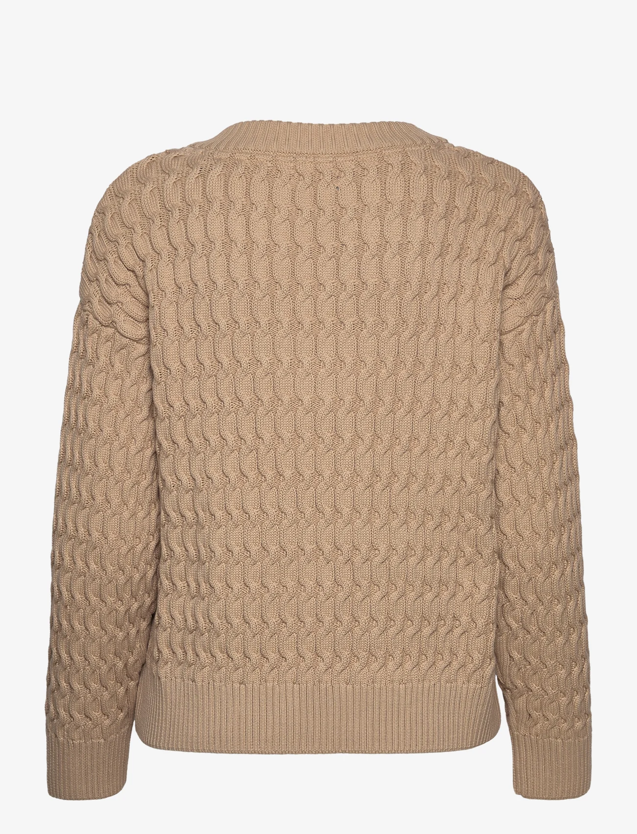 GANT - COTTON TEXTURE V-NECK - sweaters - dry sand - 1