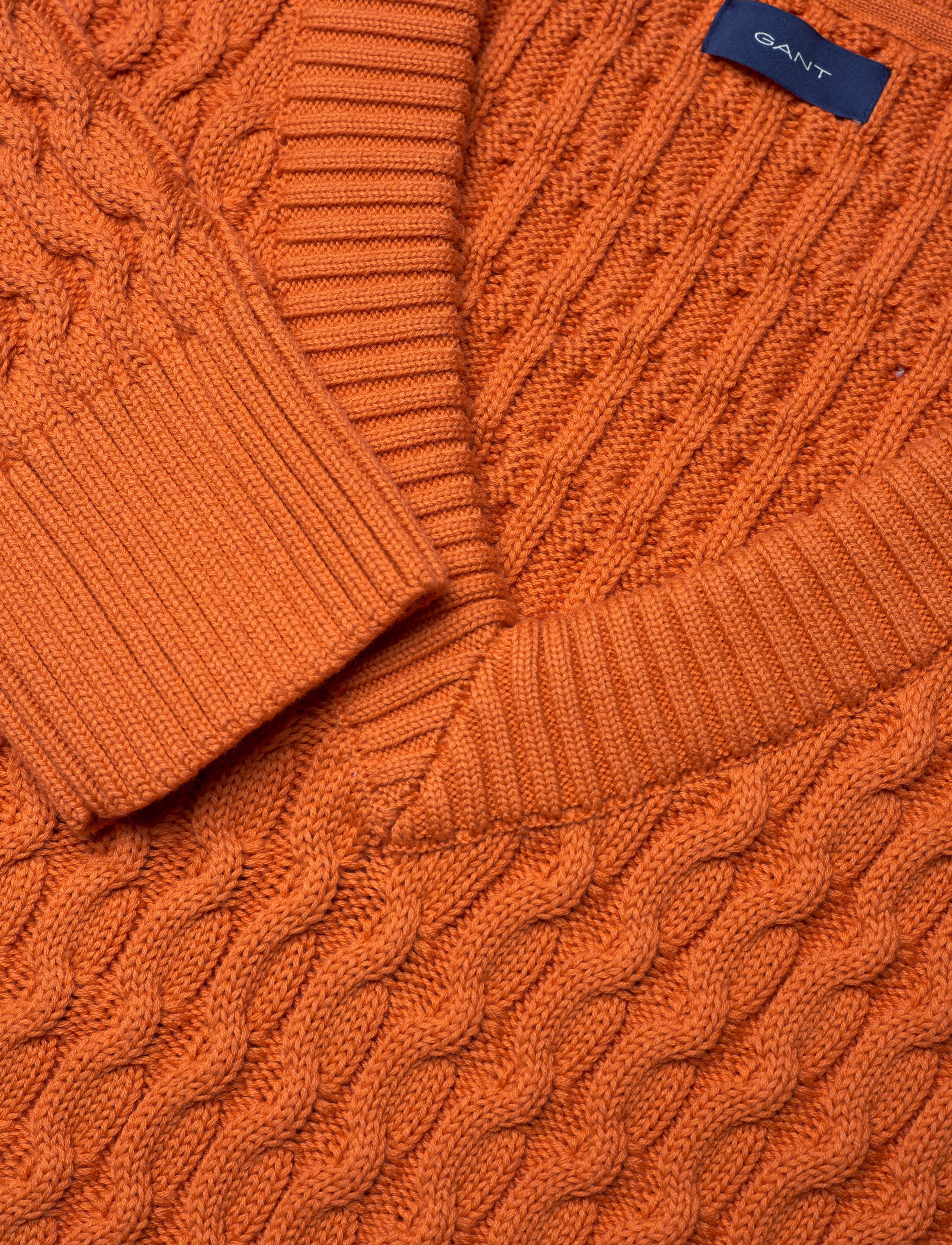 GANT - COTTON TEXTURE V-NECK - pumpkin orange - 2
