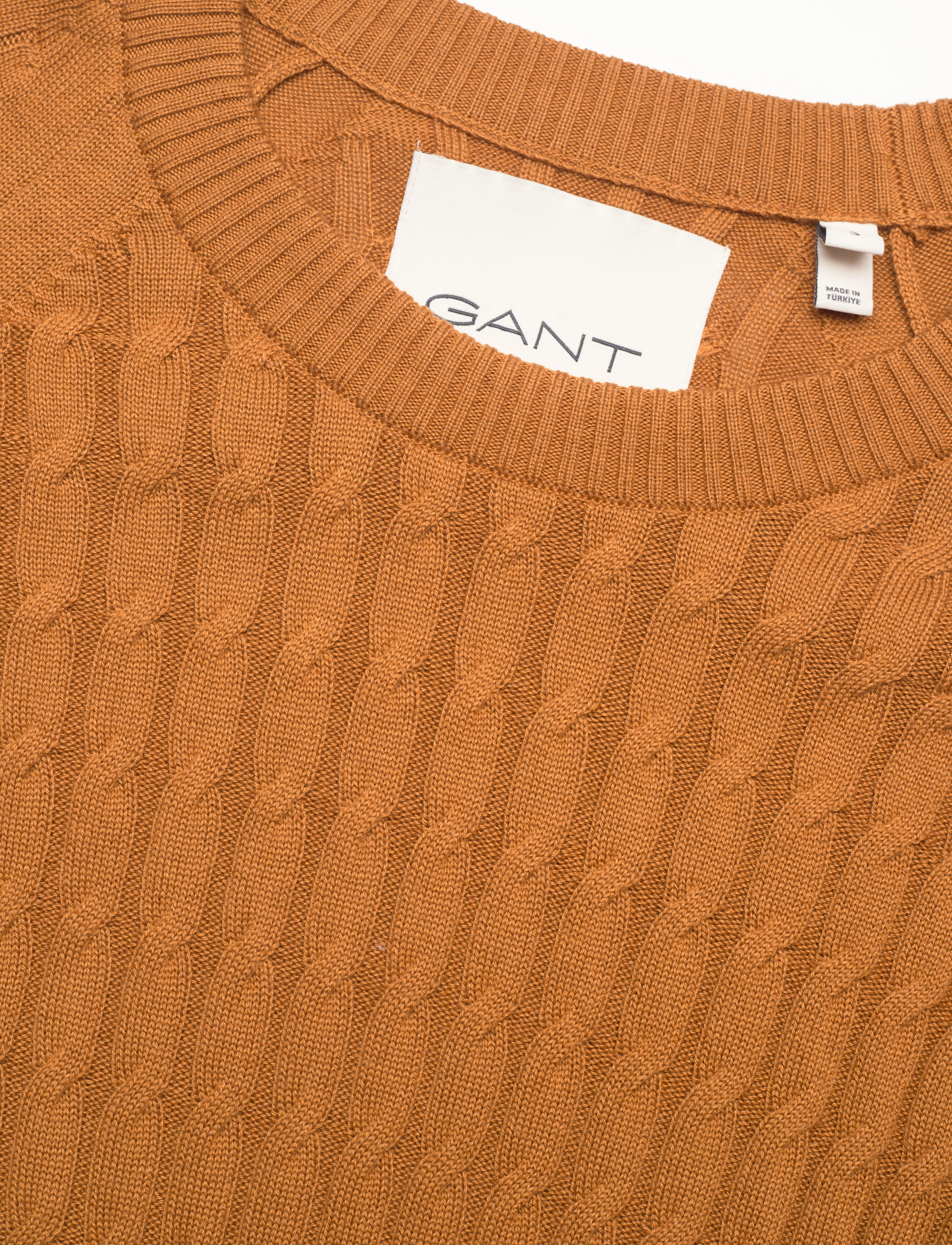 GANT - CABLE SS C-NECK - cinnamon brown - 2