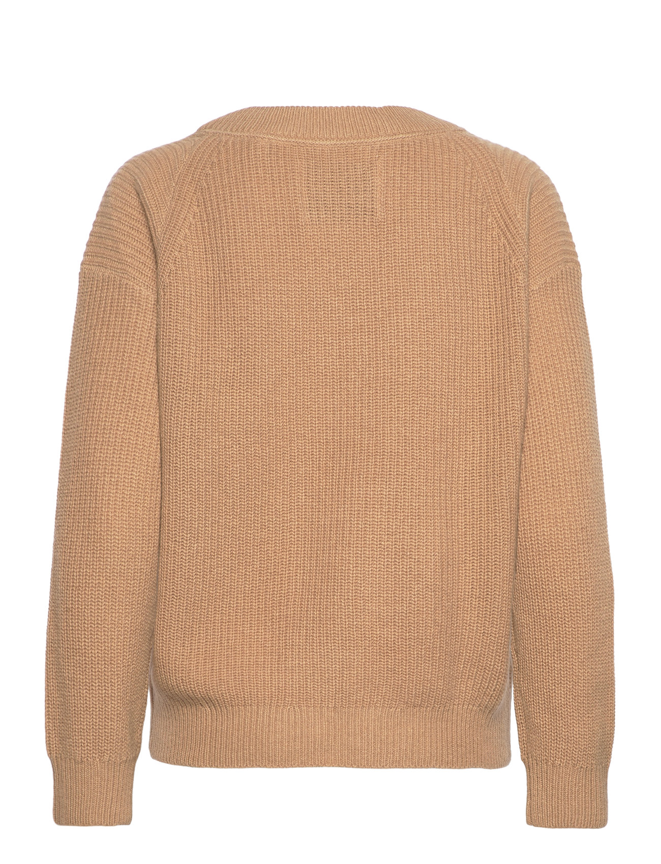 GANT - WOOL RIBBED V-NECK - dark khaki - 1