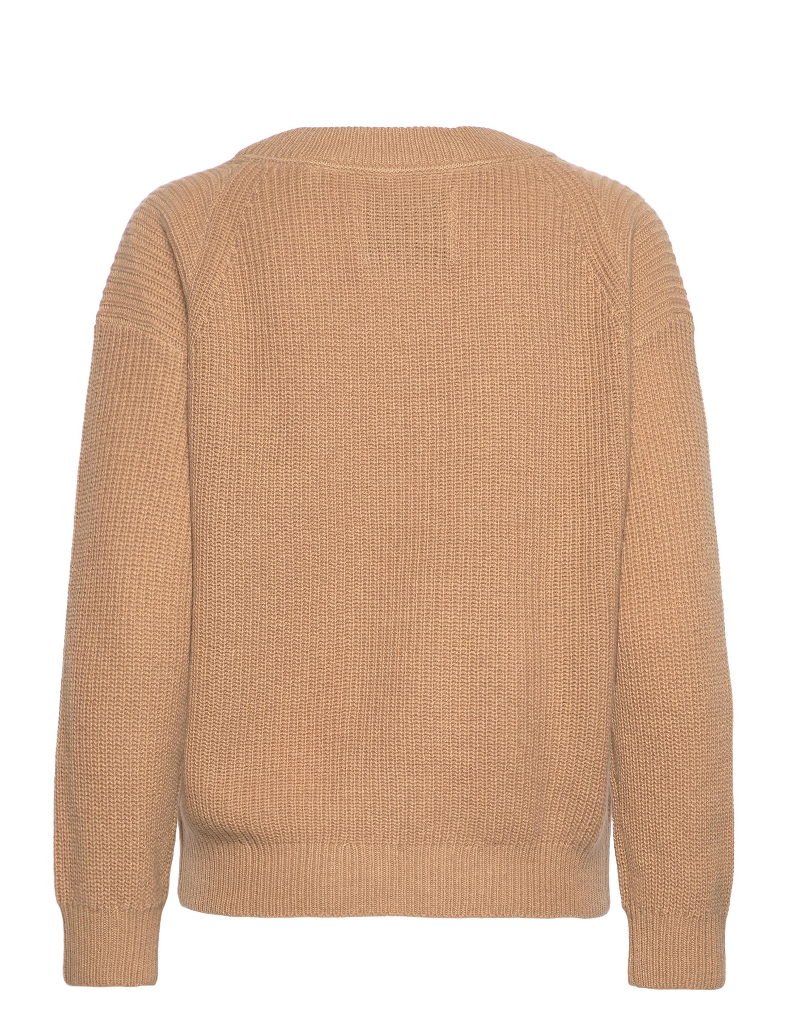 GANT - WOOL RIBBED V-NECK - dark khaki - 1
