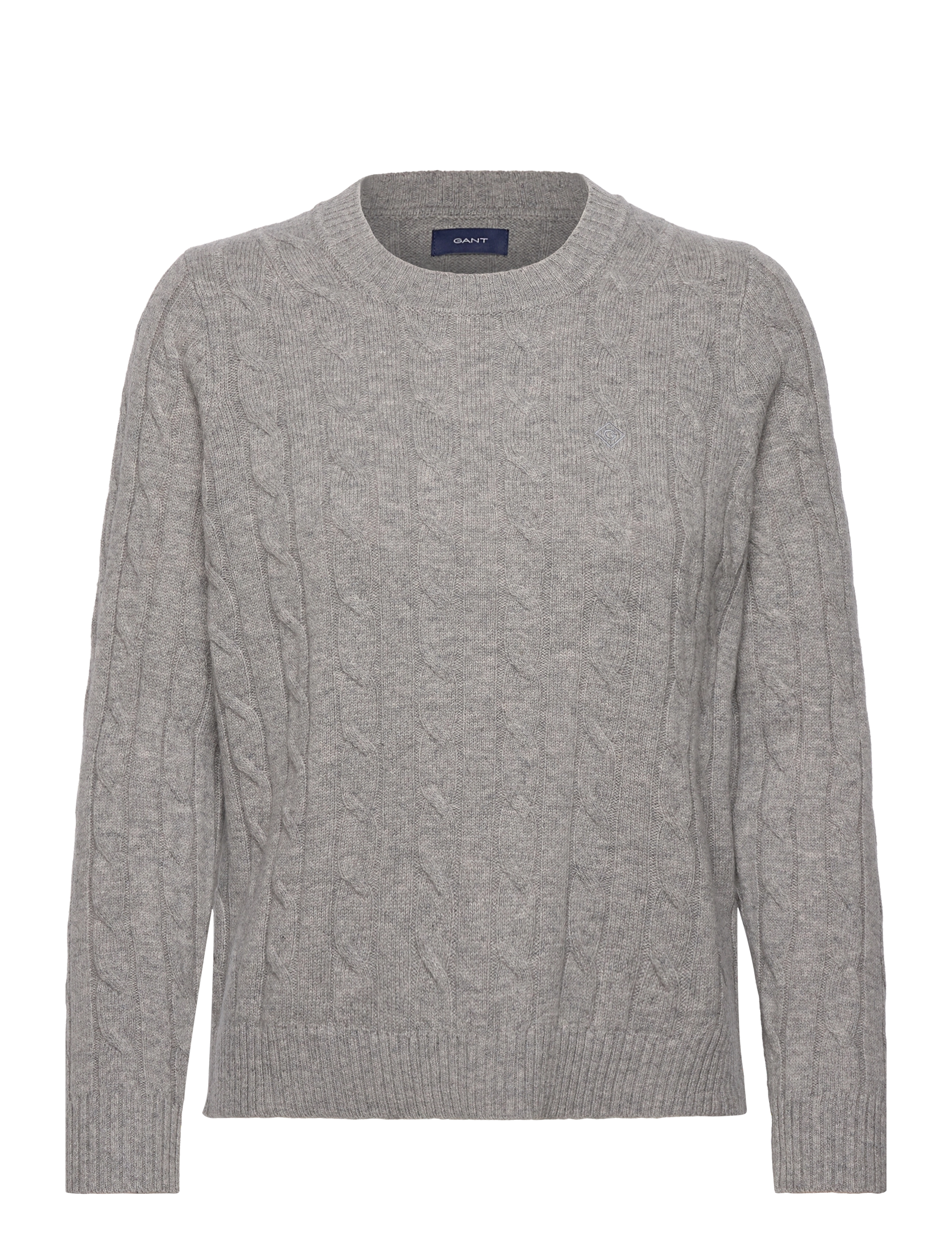 D2. LAMBSWOOL CABLE C-NECK - GREY MELANGE
