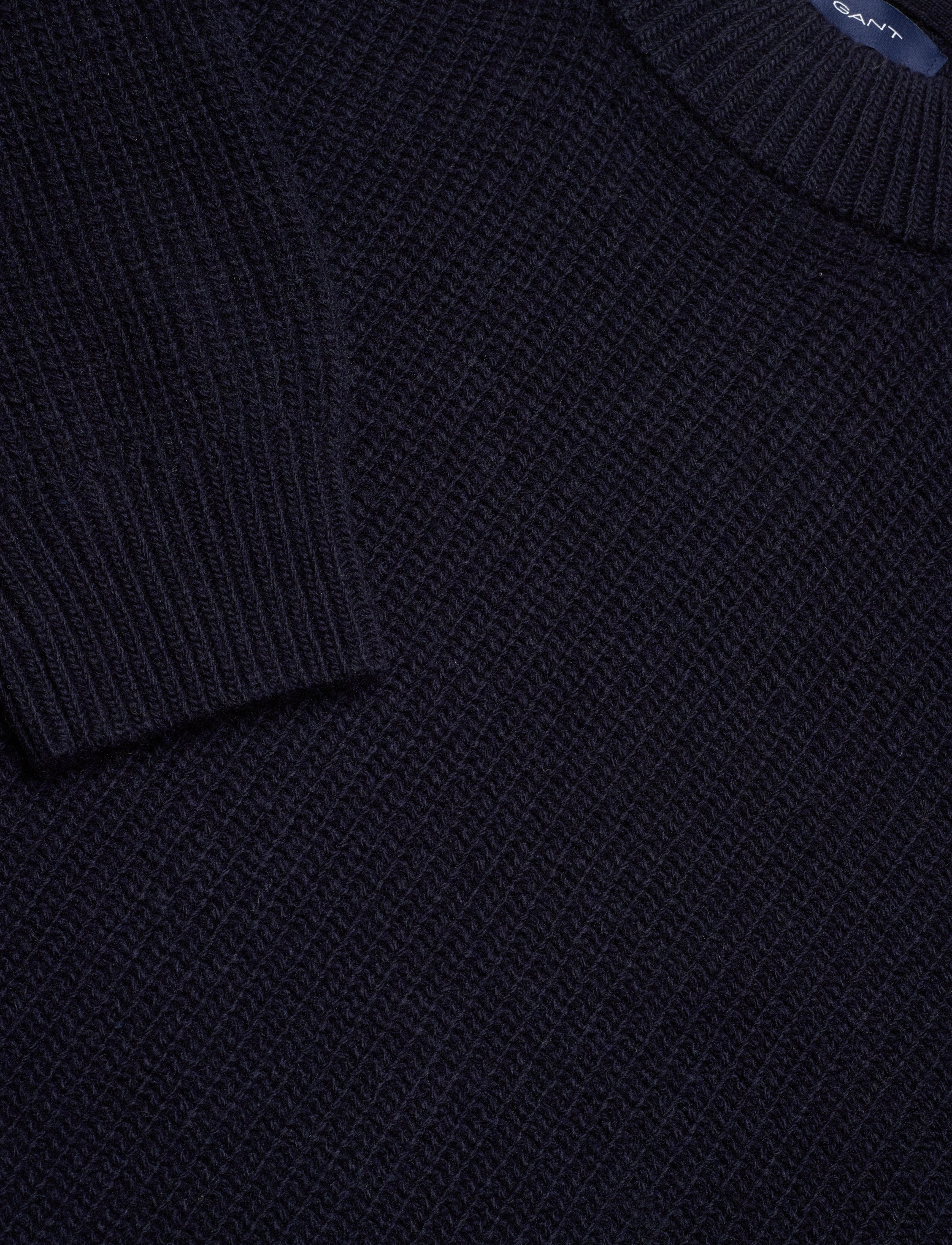 GANT - D2. WOOL RIB C-NECK - evening blue - 2
