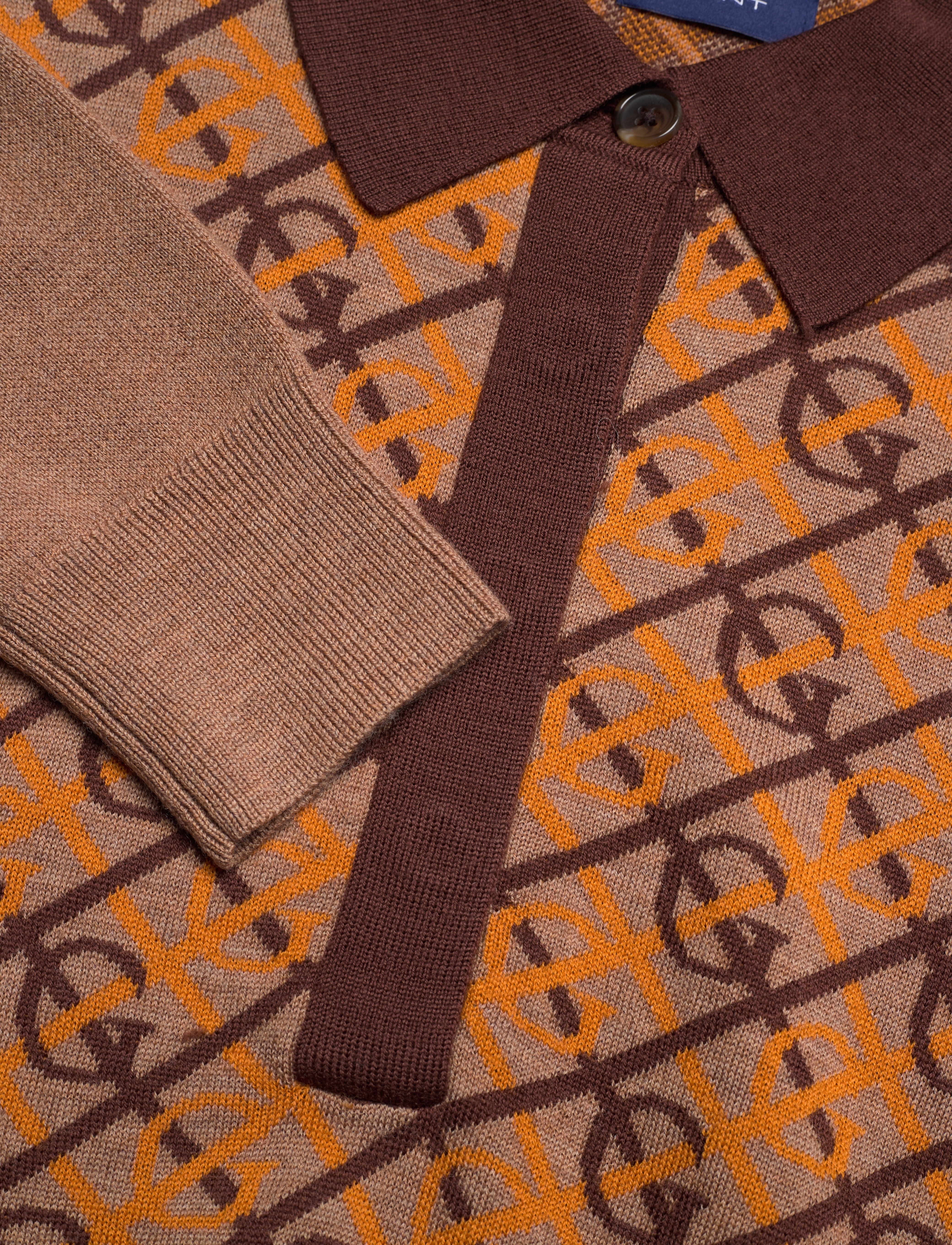 GANT - D2. G PATTERN COLLAR TOP - roasted walnut - 2