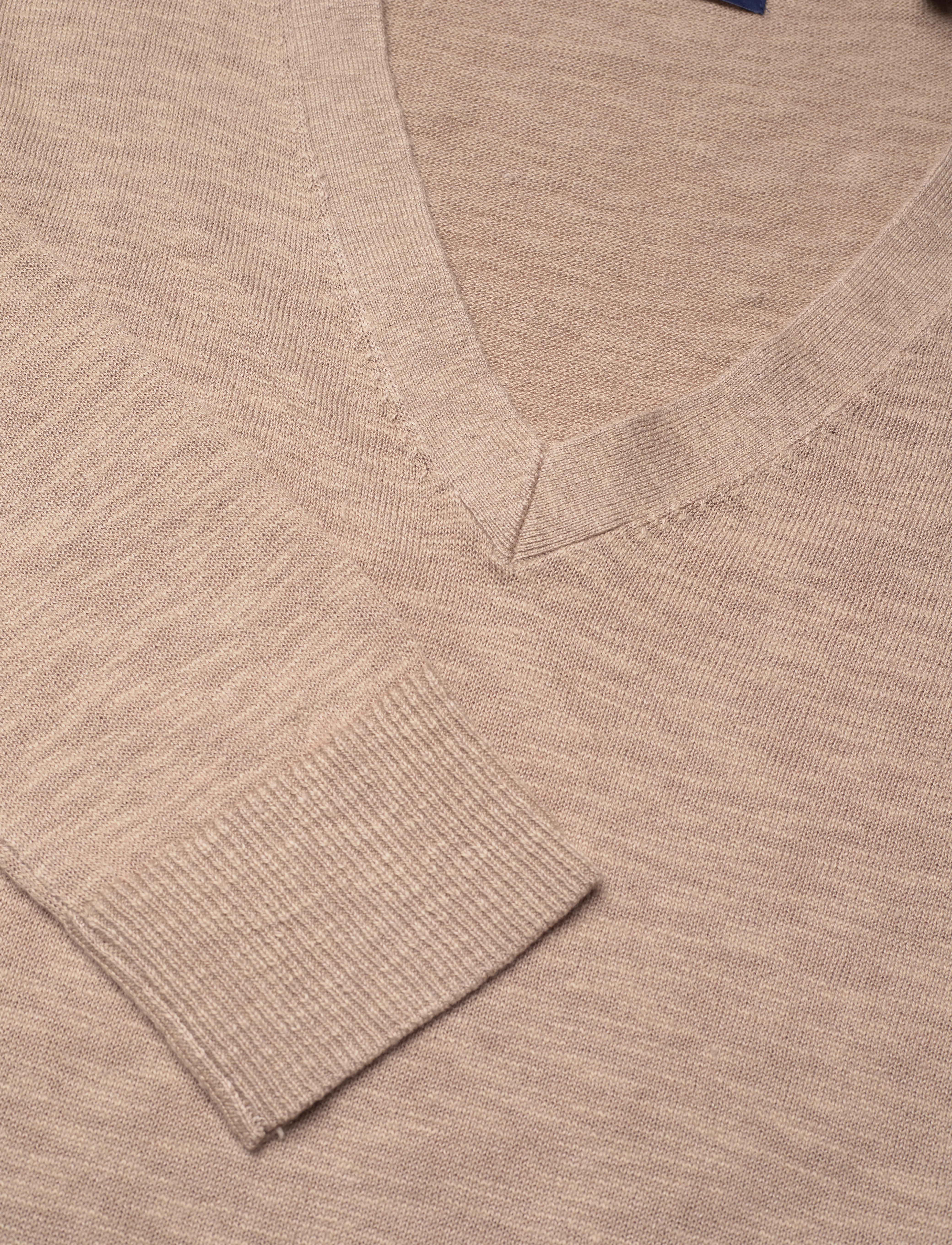 GANT - LINEN-BLEND V-NECK - horn beige - 2