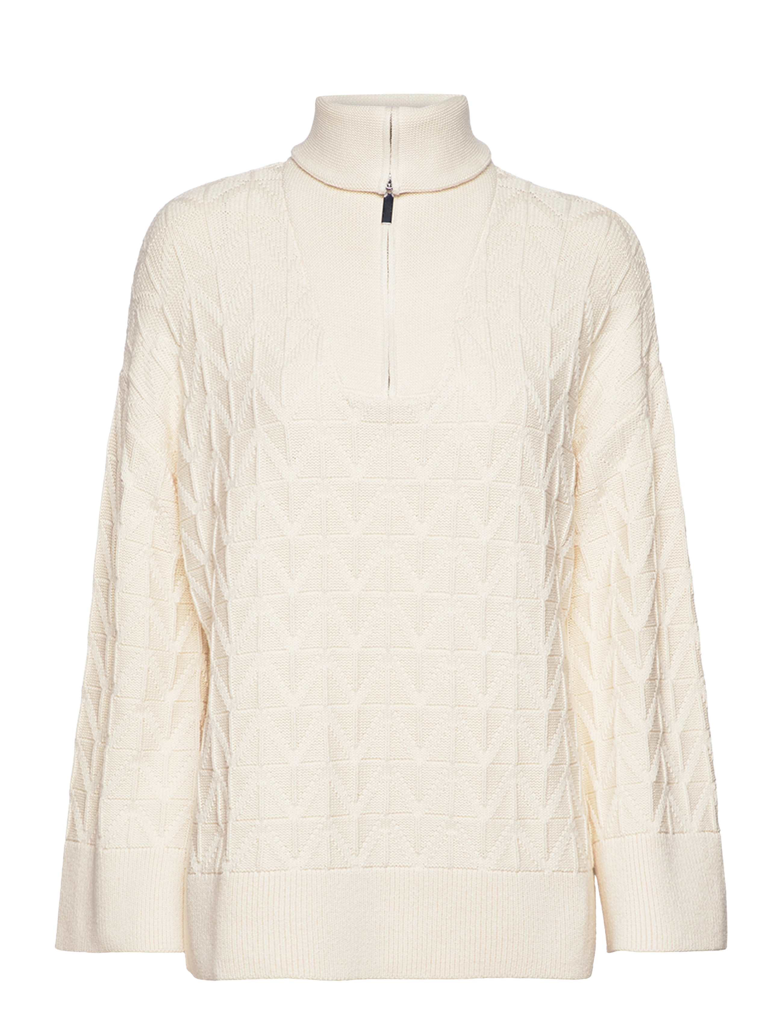 GANT - HERRINGBONE HALF ZIP - cream - 2