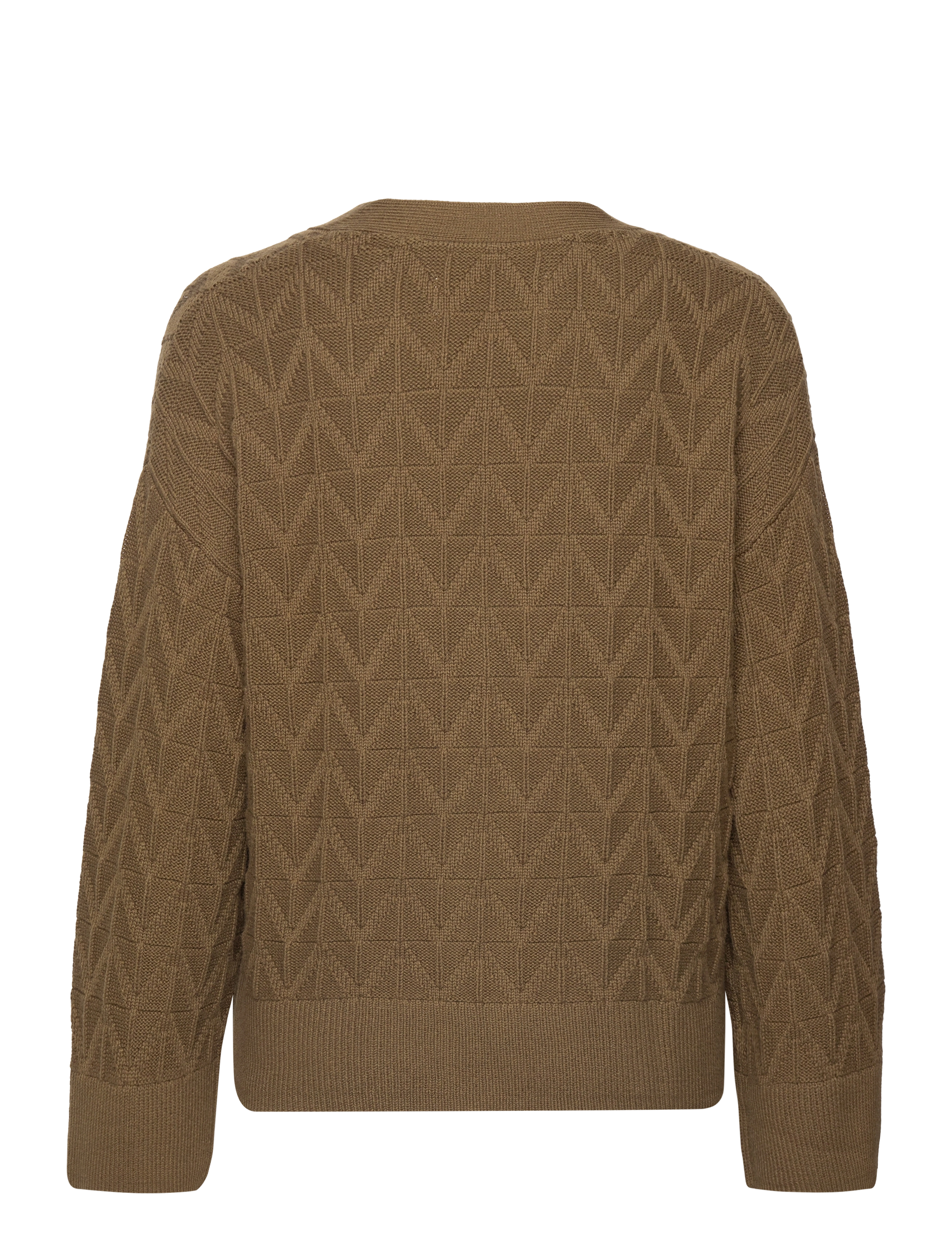 GANT - HERRINGBONE V-NECK CARDIGAN - dark cactus - 1