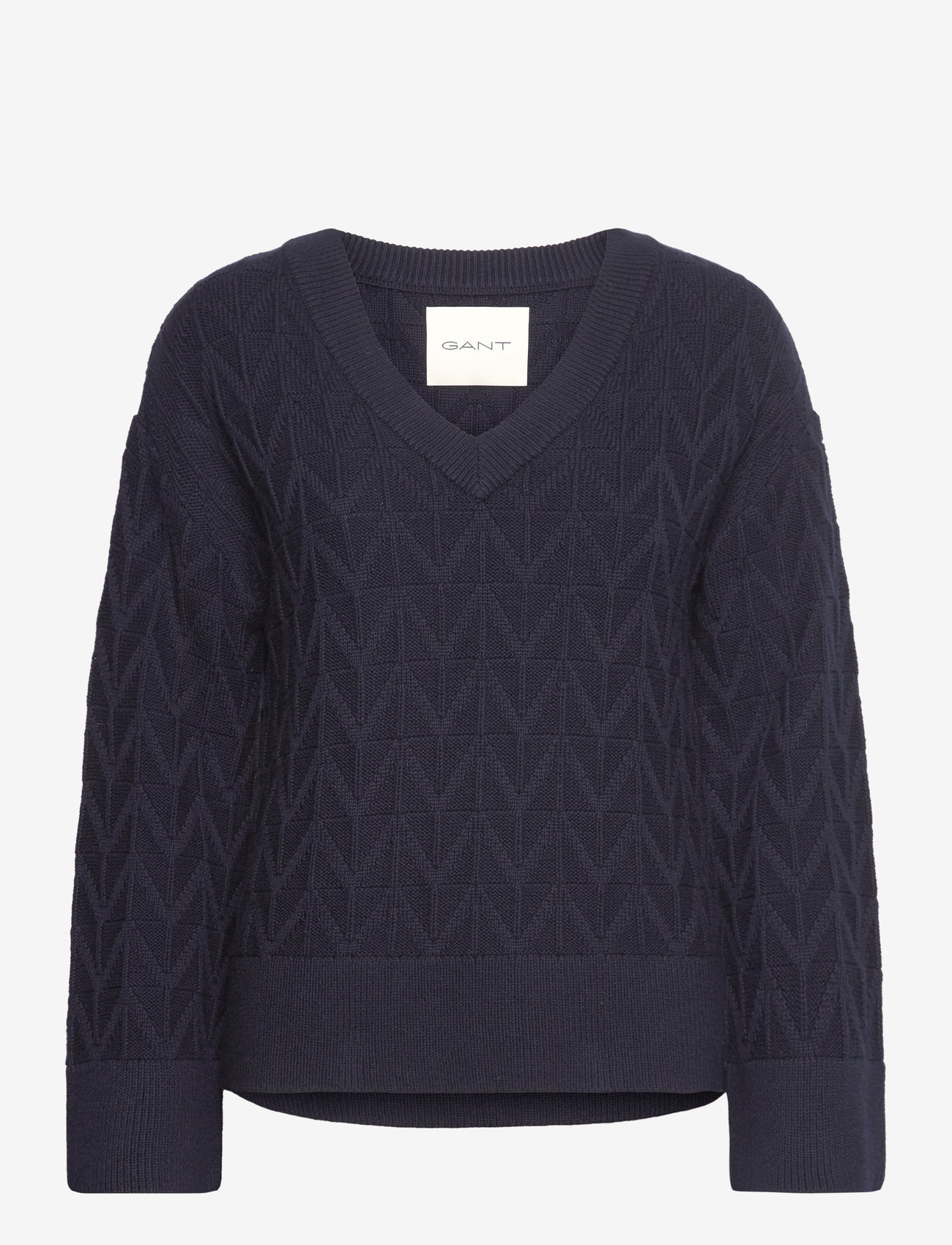 GANT - HERRINGBONE V-NECK - evening blue - 1