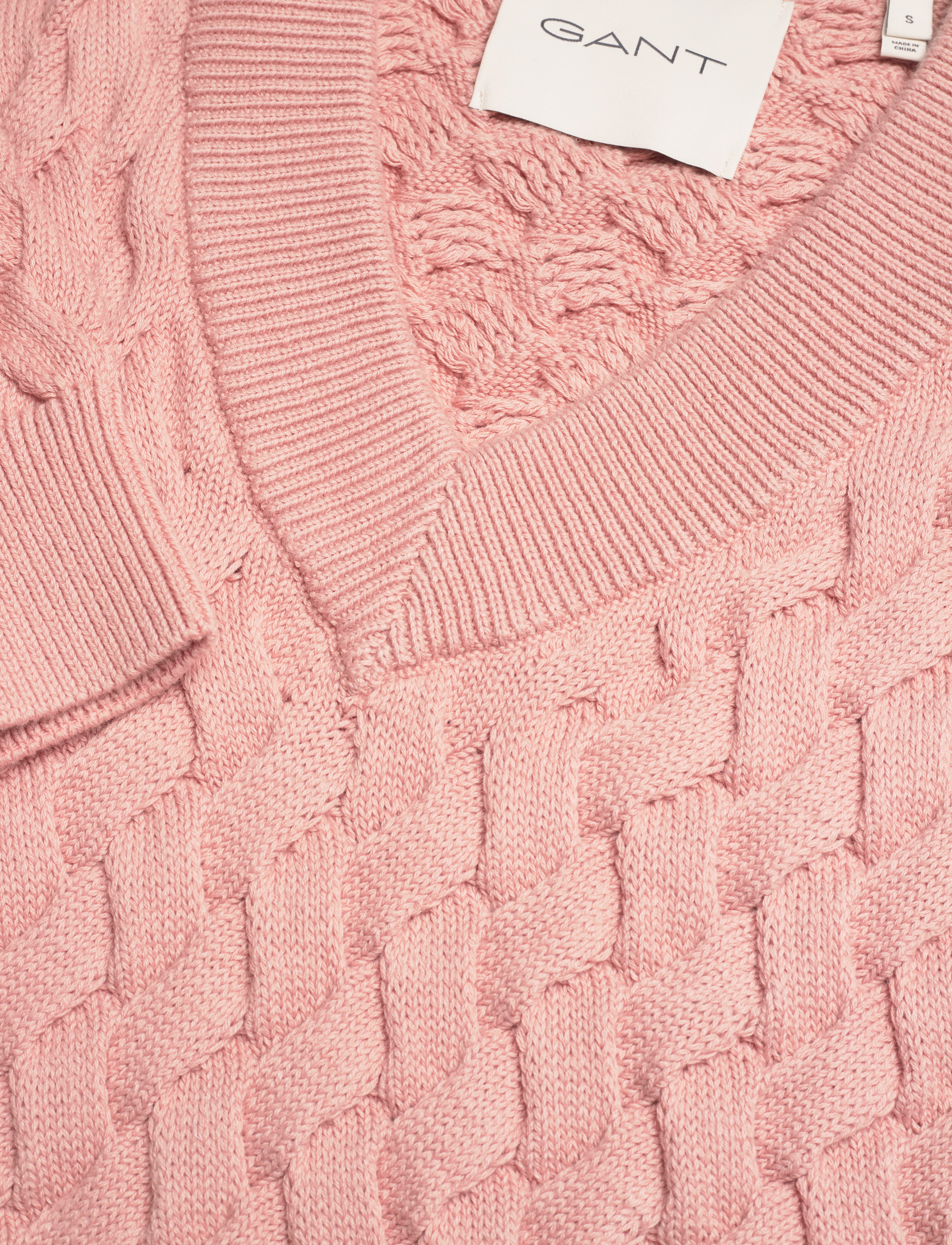 GANT - TEXTURED COTTON V-NECK - dusty rose - 2