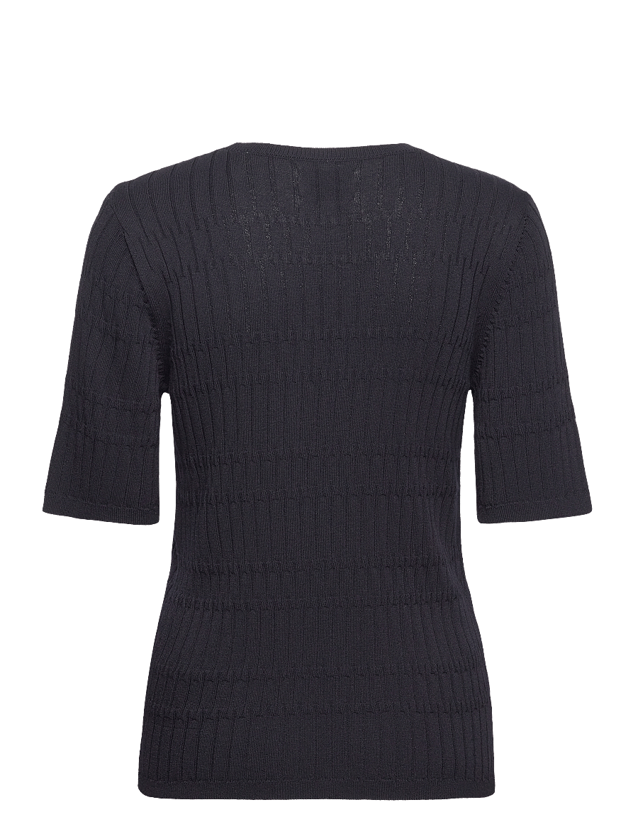 Gant - TEXTURED SHORT SLEEVE C-NECK - striktrøjer - evening blue - 2