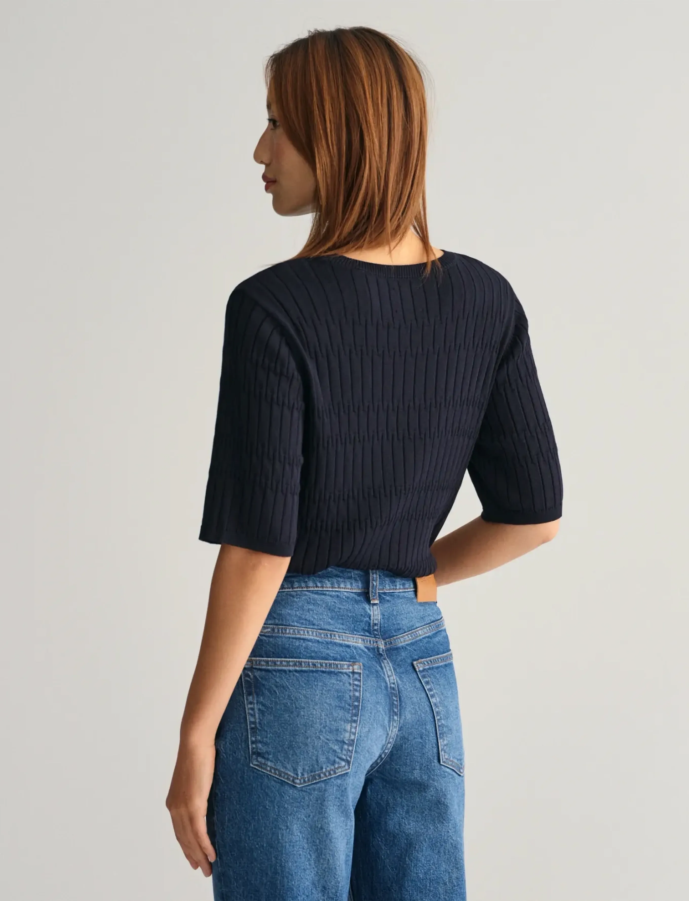 Gant - TEXTURED SHORT SLEEVE C-NECK - evening blue - 3