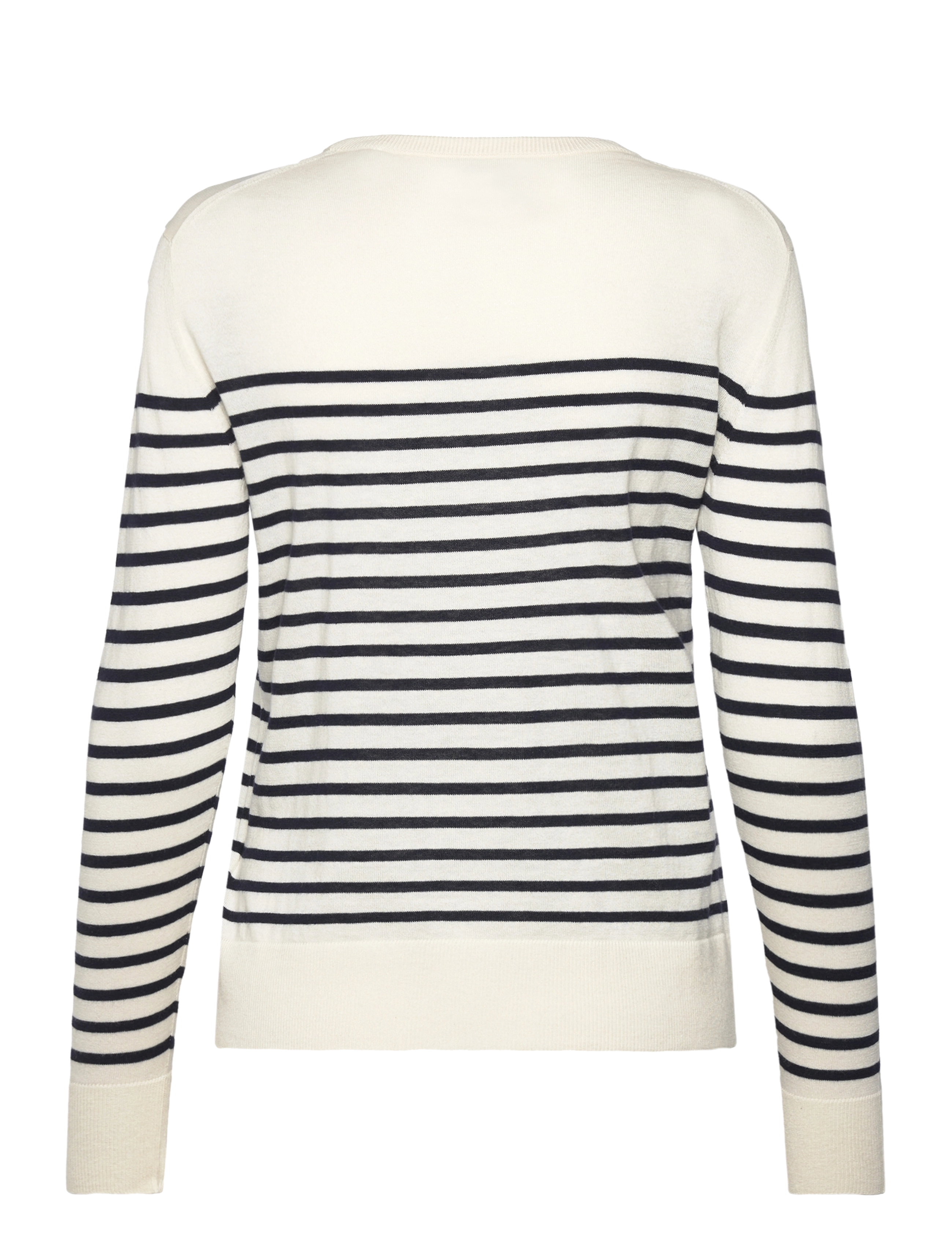 GANT - FINE KNIT STRIPED C-NECK - cream - 1