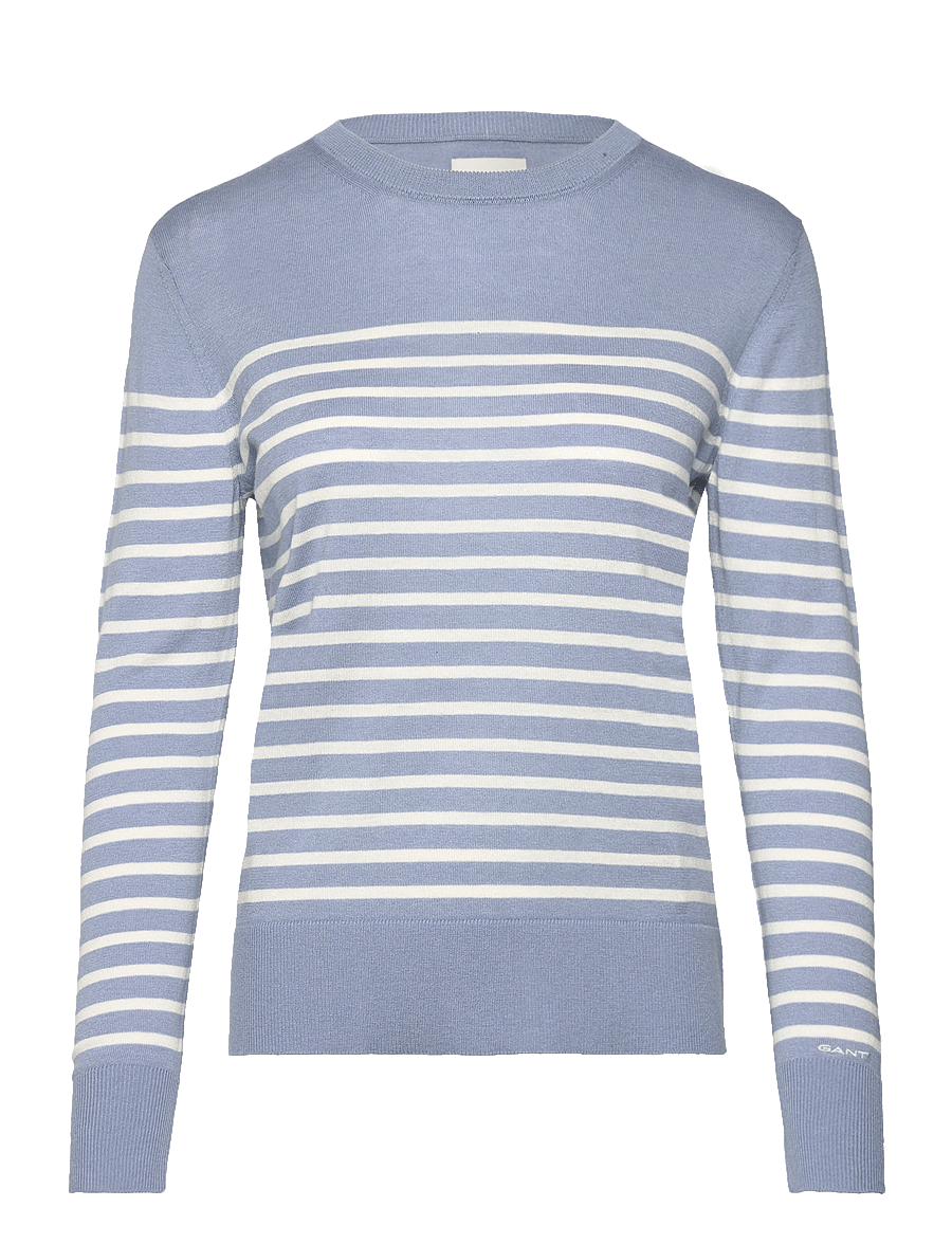 GANT - FINE KNIT STRIPED C-NECK - dove blue - 0