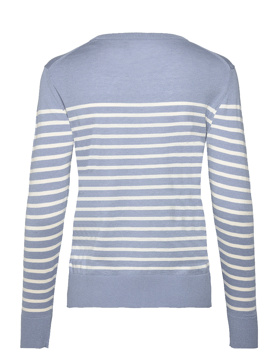 GANT - FINE KNIT STRIPED C-NECK - dove blue - 1