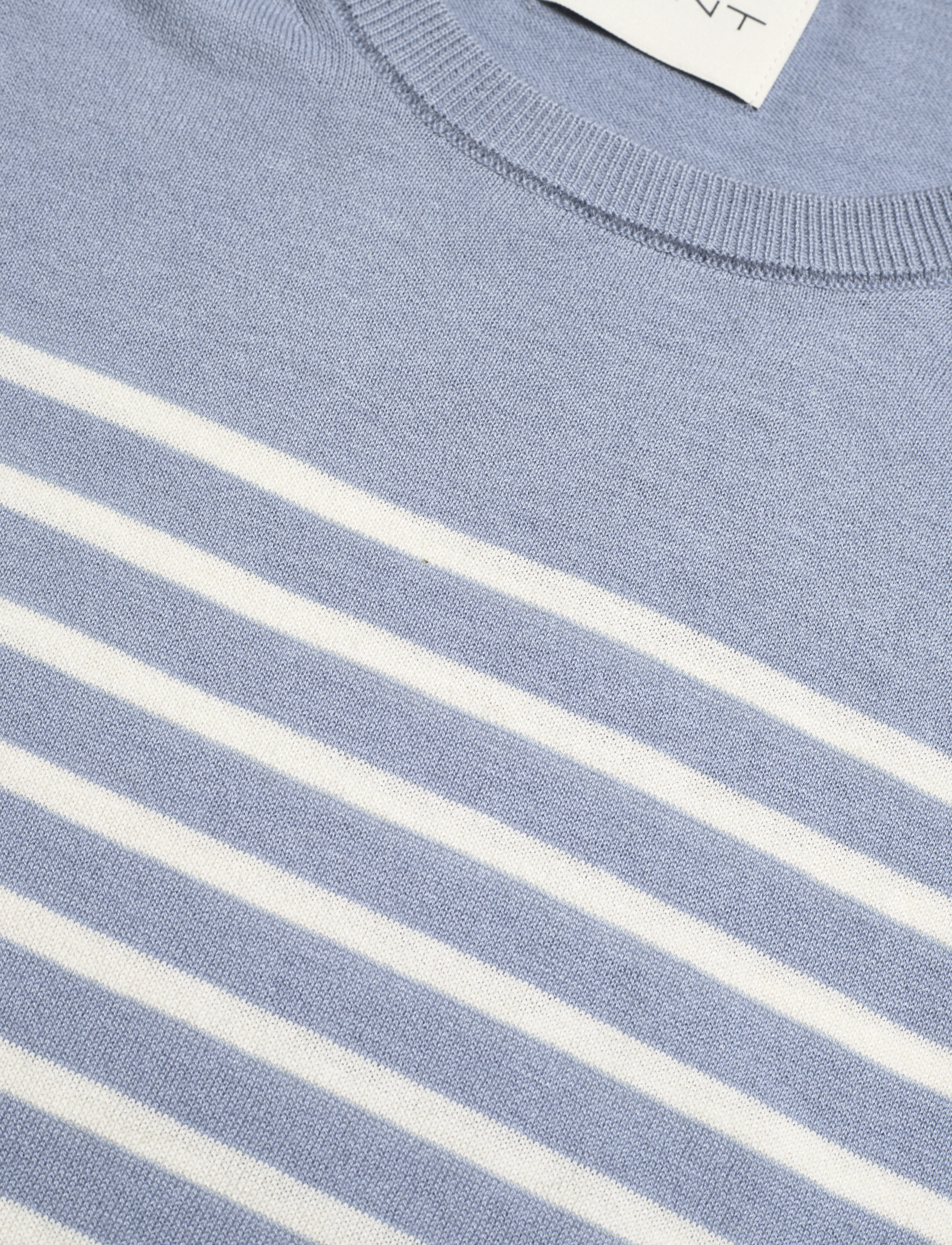GANT - FINE KNIT STRIPED C-NECK - dove blue - 2