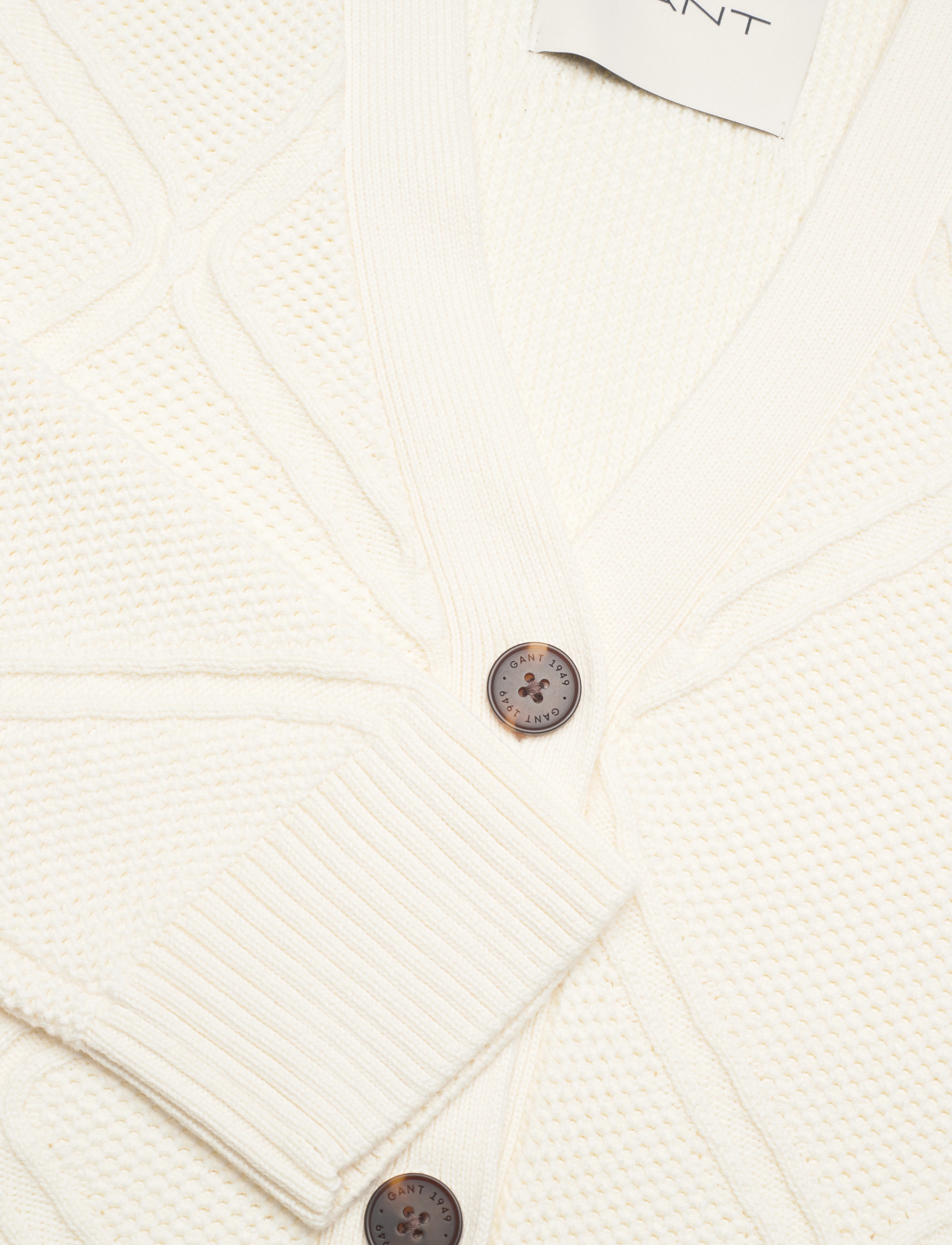 GANT - TEXTURE KNIT CARDIGAN - cream - 2