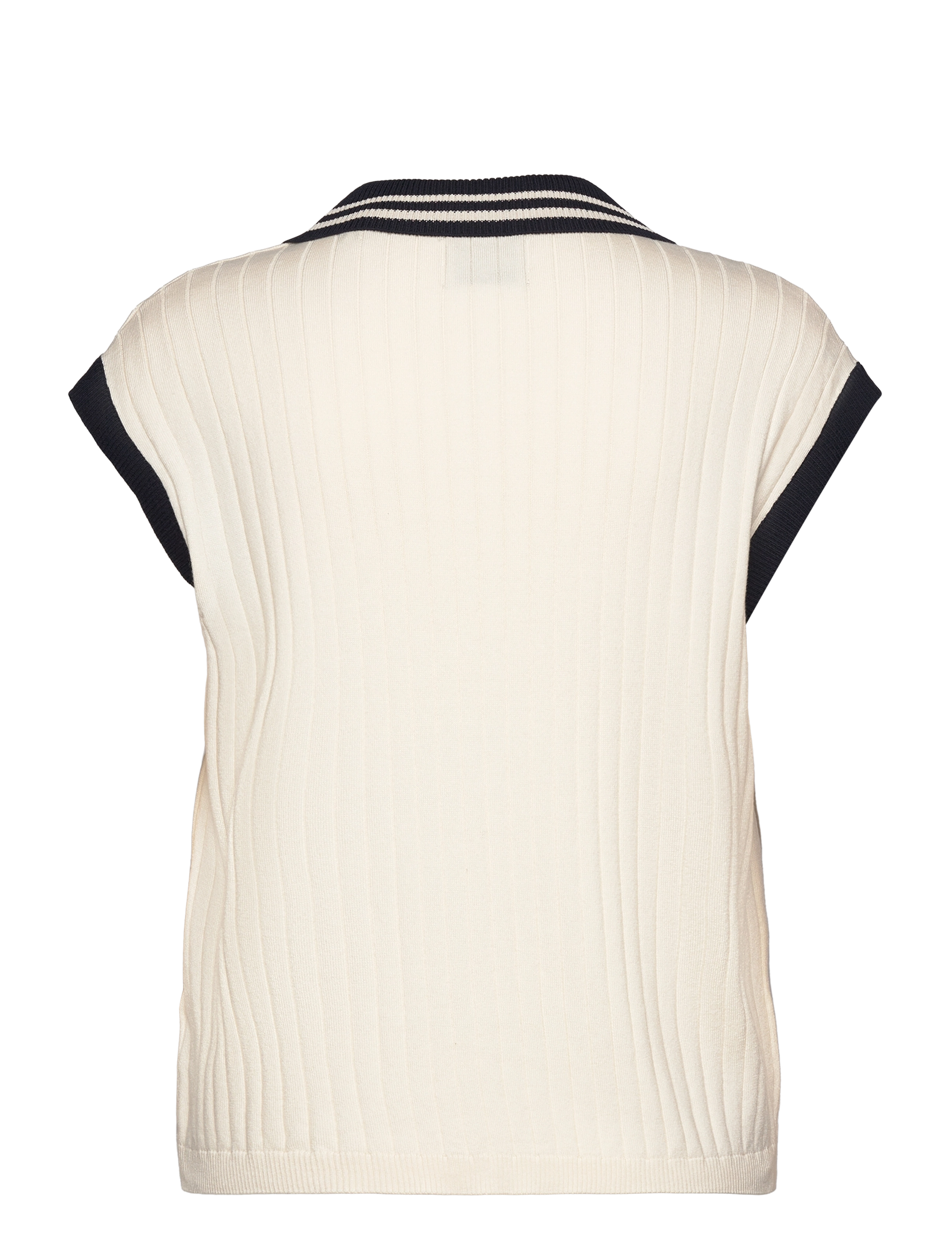 GANT - RIB KNIT SLEEVELESS POLO - cream - 1