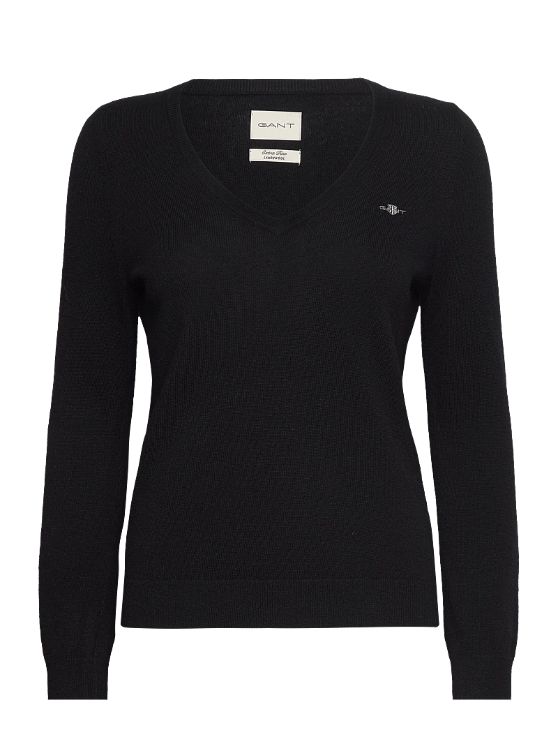 GANT - EXTRAFINE LAMBSWOOL BLEND V-NECK - pullover - black - 1
