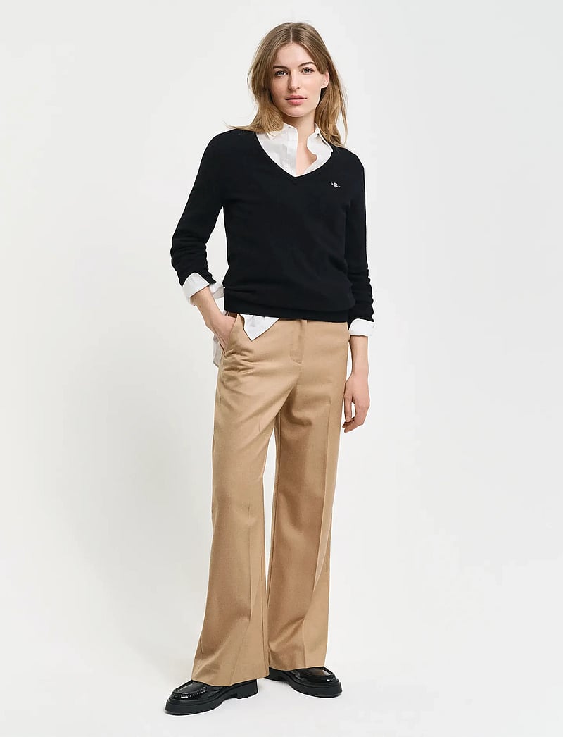 GANT - EXTRAFINE LAMBSWOOL BLEND V-NECK - pullover - black - 5