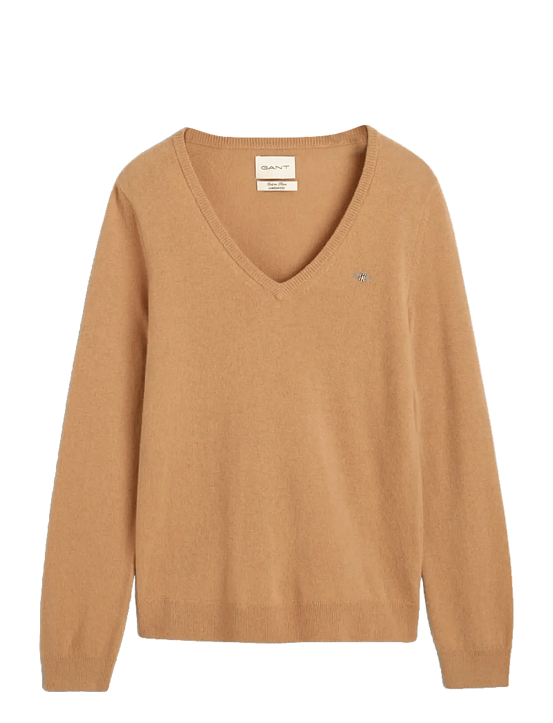 GANT - EXTRAFINE LAMBSWOOL BLEND V-NECK - pullover - caramel beige - 1