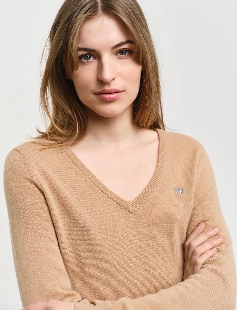 GANT - EXTRAFINE LAMBSWOOL BLEND V-NECK - pullover - caramel beige - 3
