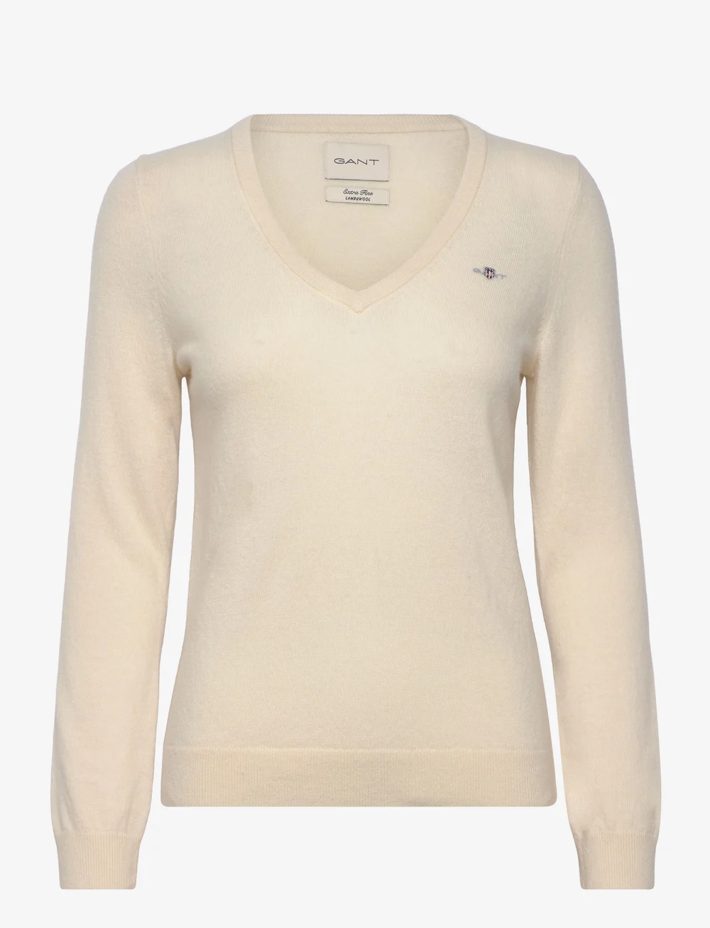 GANT - EXTRAFINE LAMBSWOOL BLEND V-NECK - neulepuserot - cream - 0