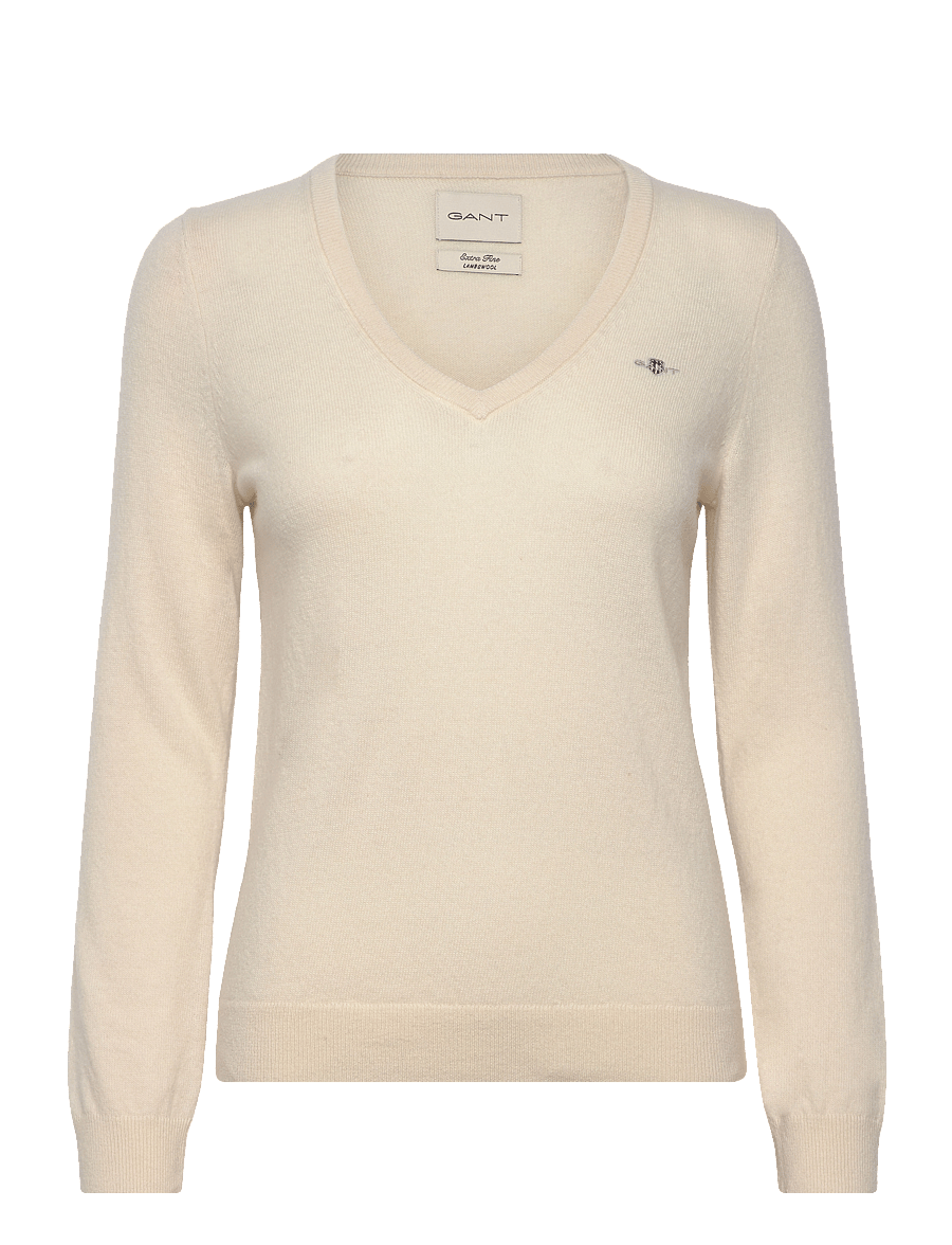 Gant - EXTRAFINE LAMBSWOOL BLEND V-NECK - sviitrid - cream - 0