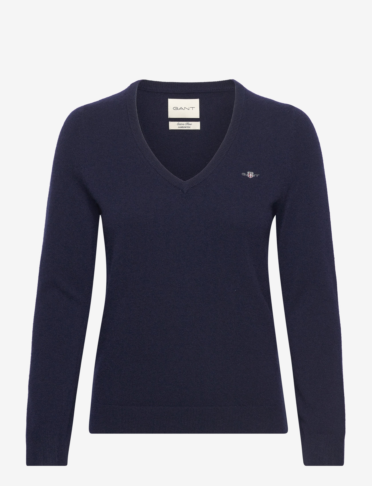 GANT - EXTRAFINE LAMBSWOOL BLEND V-NECK - neulepuserot - evening blue - 1