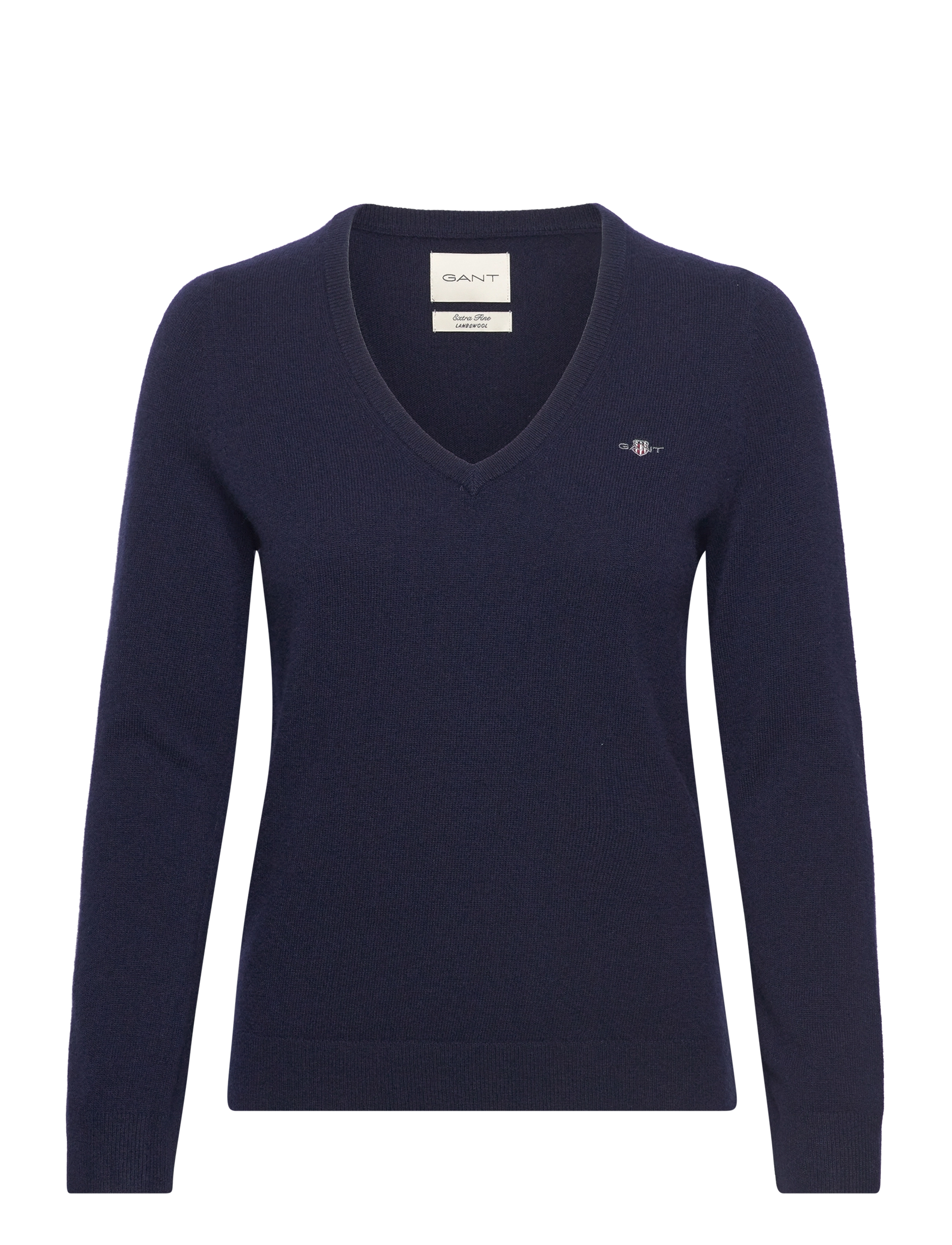 Gant EXTRAFINE LAMBSWOOL BLEND V-NECK - Striktrøjer - EVENING BLUE / navy