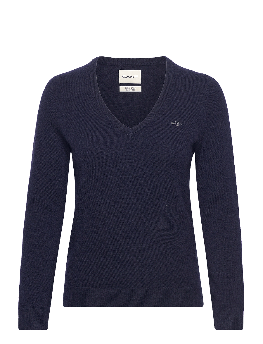 Gant - EXTRAFINE LAMBSWOOL BLEND V-NECK - neulepuserot - evening blue - 1