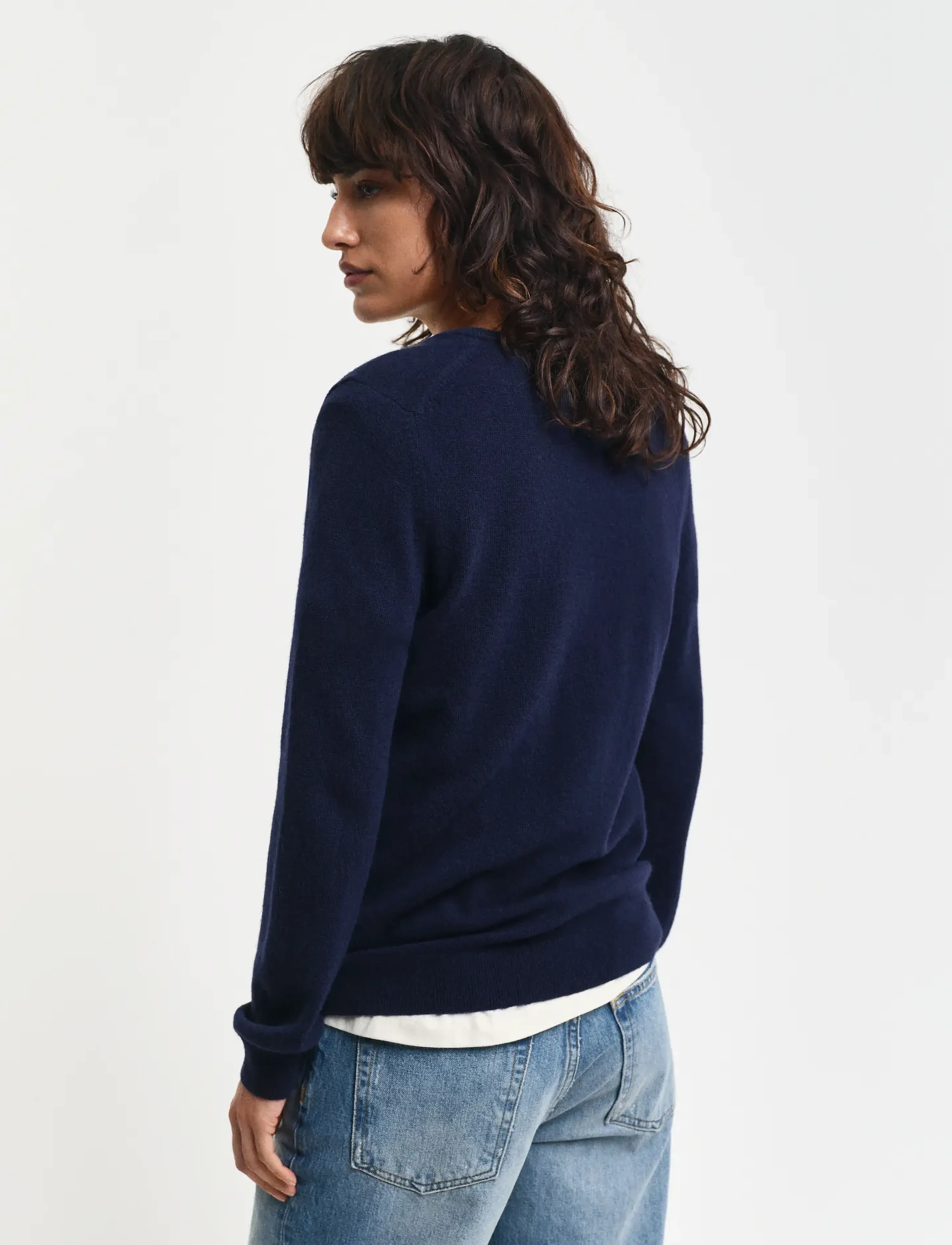 Gant - EXTRAFINE LAMBSWOOL BLEND V-NECK - neulepuserot - evening blue - 3