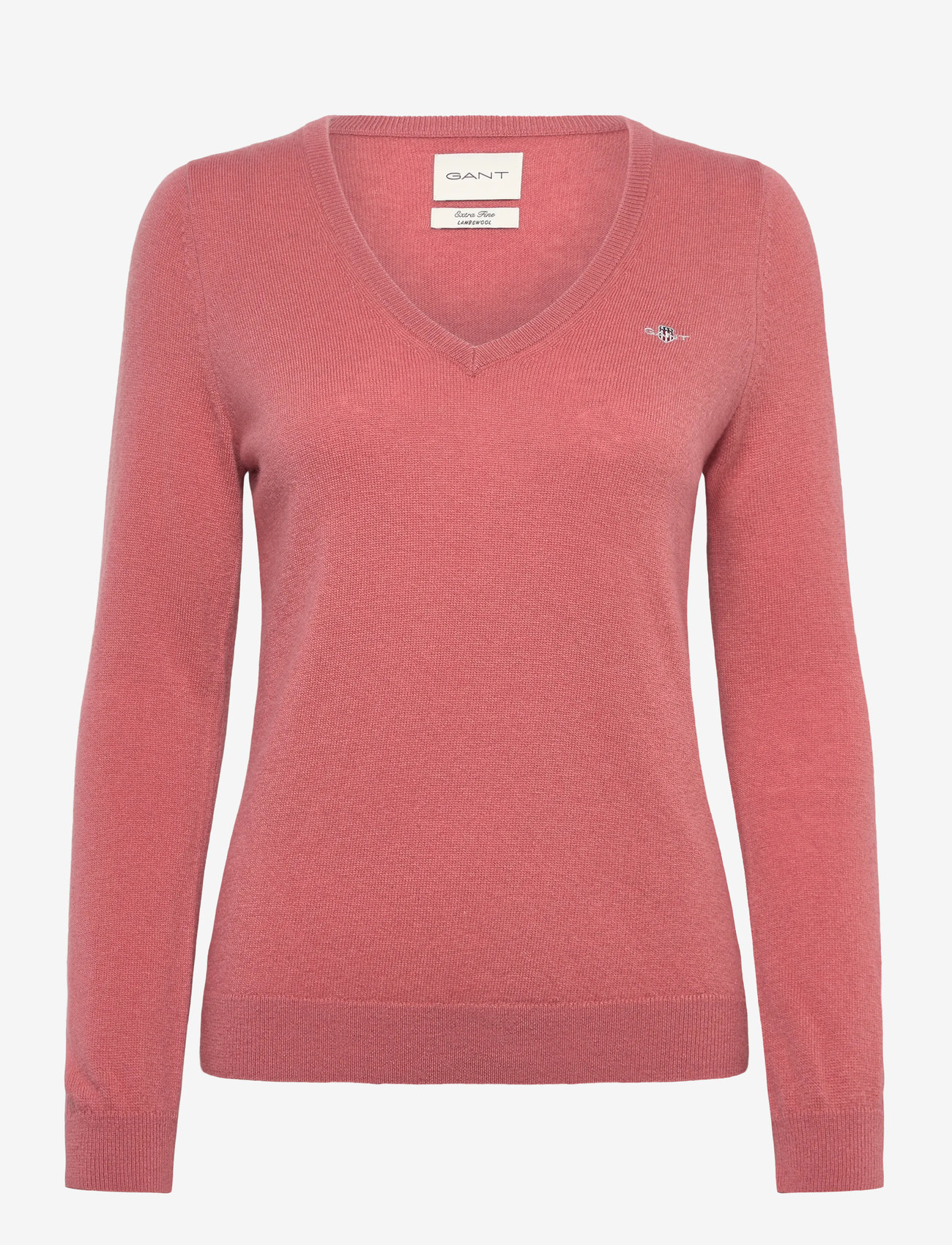 Gant - EXTRAFINE LAMBSWOOL BLEND V-NECK - pullover - faded brick - 0
