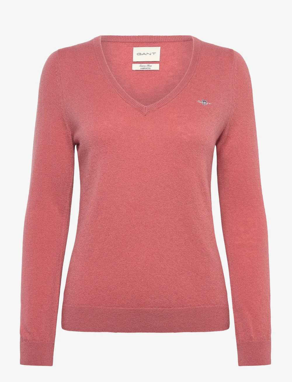 GANT - EXTRAFINE LAMBSWOOL BLEND V-NECK - jumpers - faded brick - 0