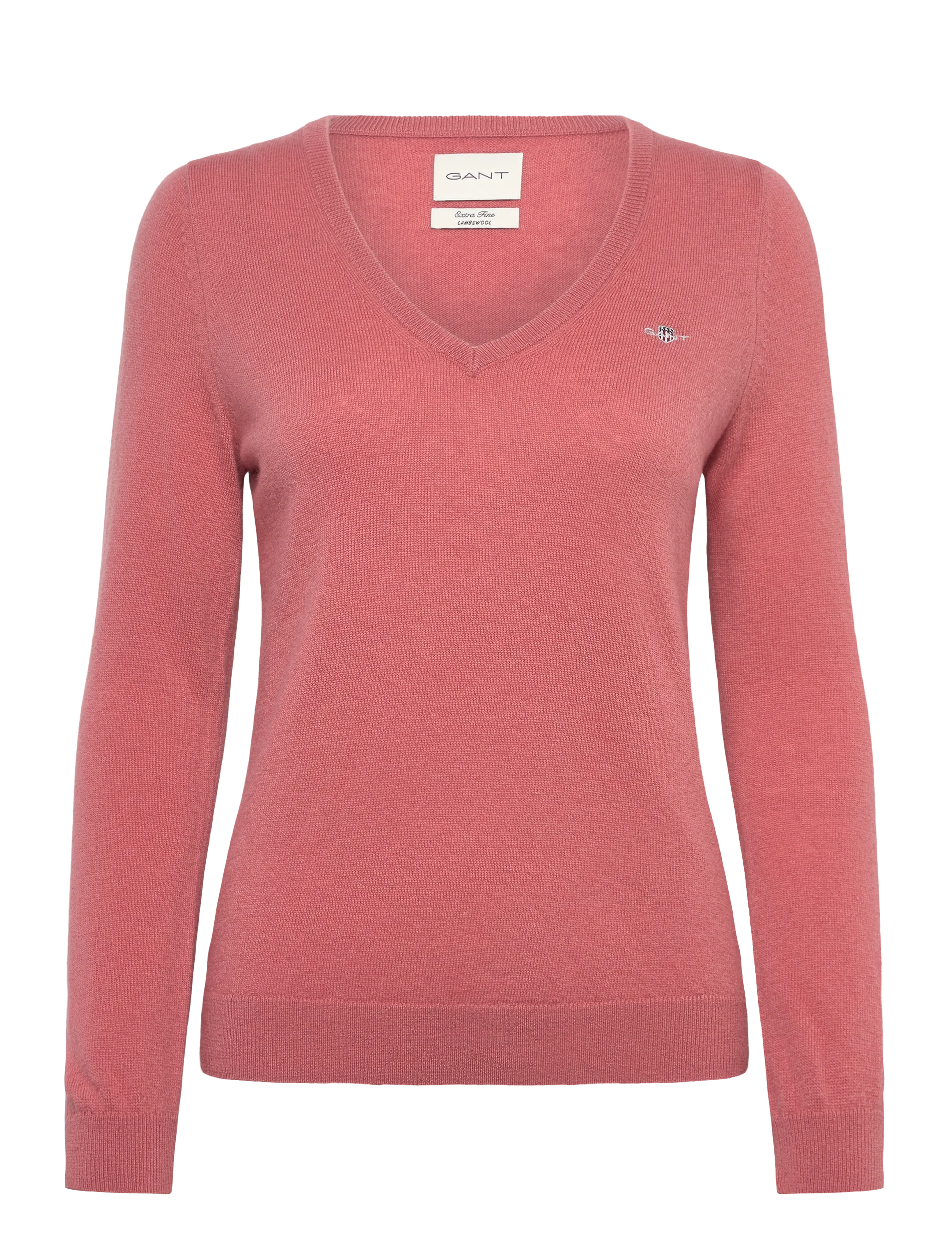 Gant EXTRAFINE LAMBSWOOL BLEND V-NECK - GANT - FADED BRICK / pink/rose