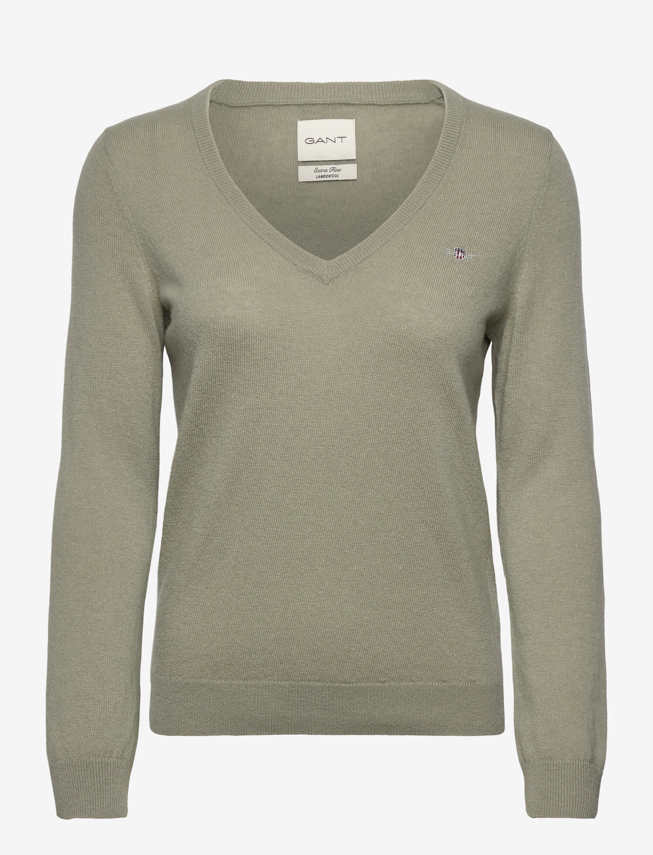 GANT - EXTRAFINE LAMBSWOOL BLEND V-NECK - pullover - faded sage - 0