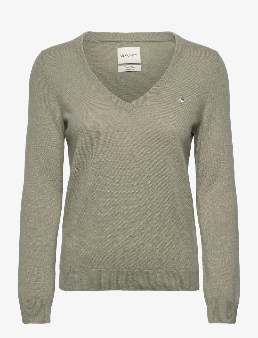 GANT - EXTRAFINE LAMBSWOOL BLEND V-NECK - strikkegensere - faded sage - 0