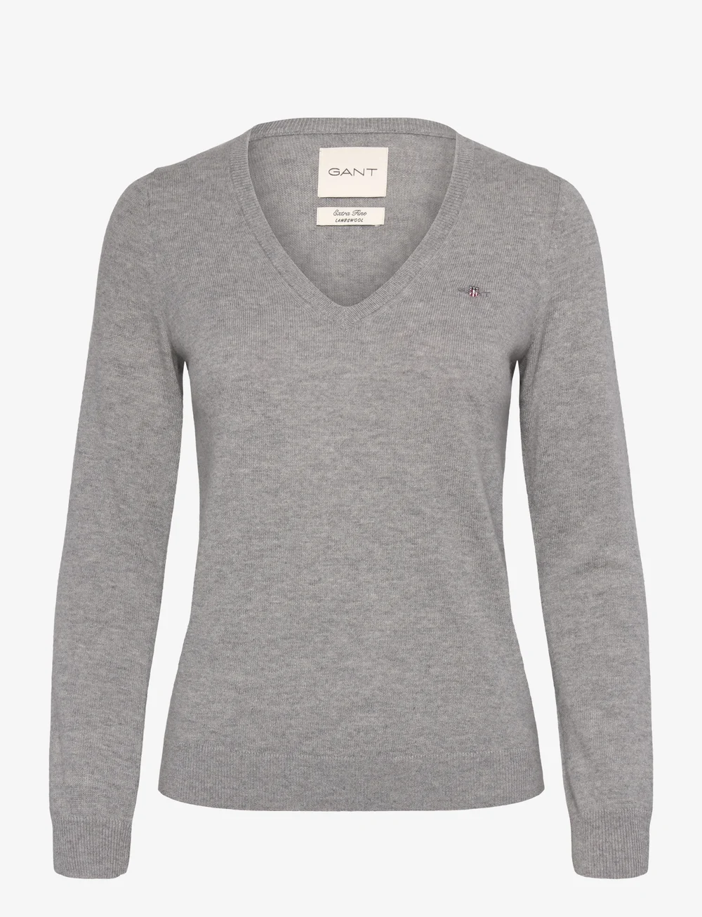 GANT - EXTRAFINE LAMBSWOOL BLEND V-NECK - stickade tröjor - grey melange - 1